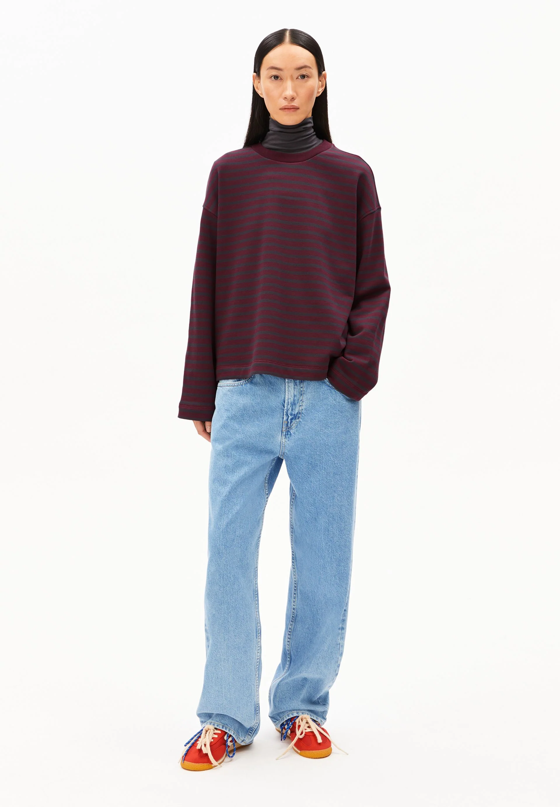 FRANKAA MAARLEN GESTREIFTES SWEATSHIRT | dark cranberry-dark steel - Image 5