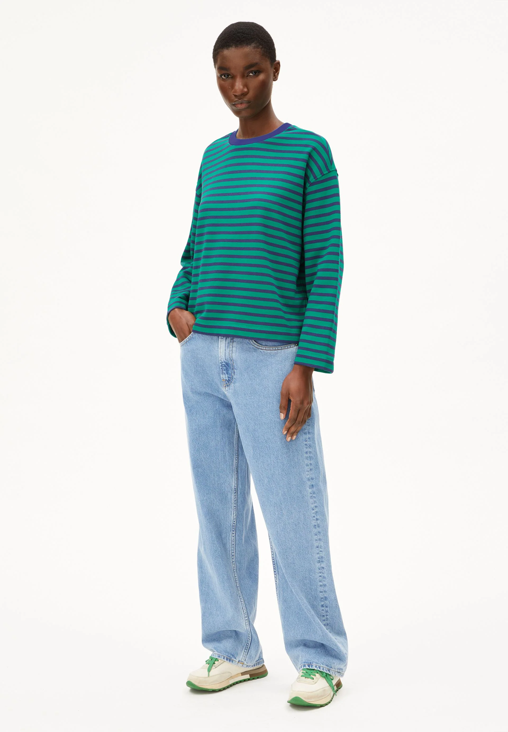 FRANKAA MAARLEN GESTREIFTES SWEATSHIRT | emerald green-blue noon - Image 5