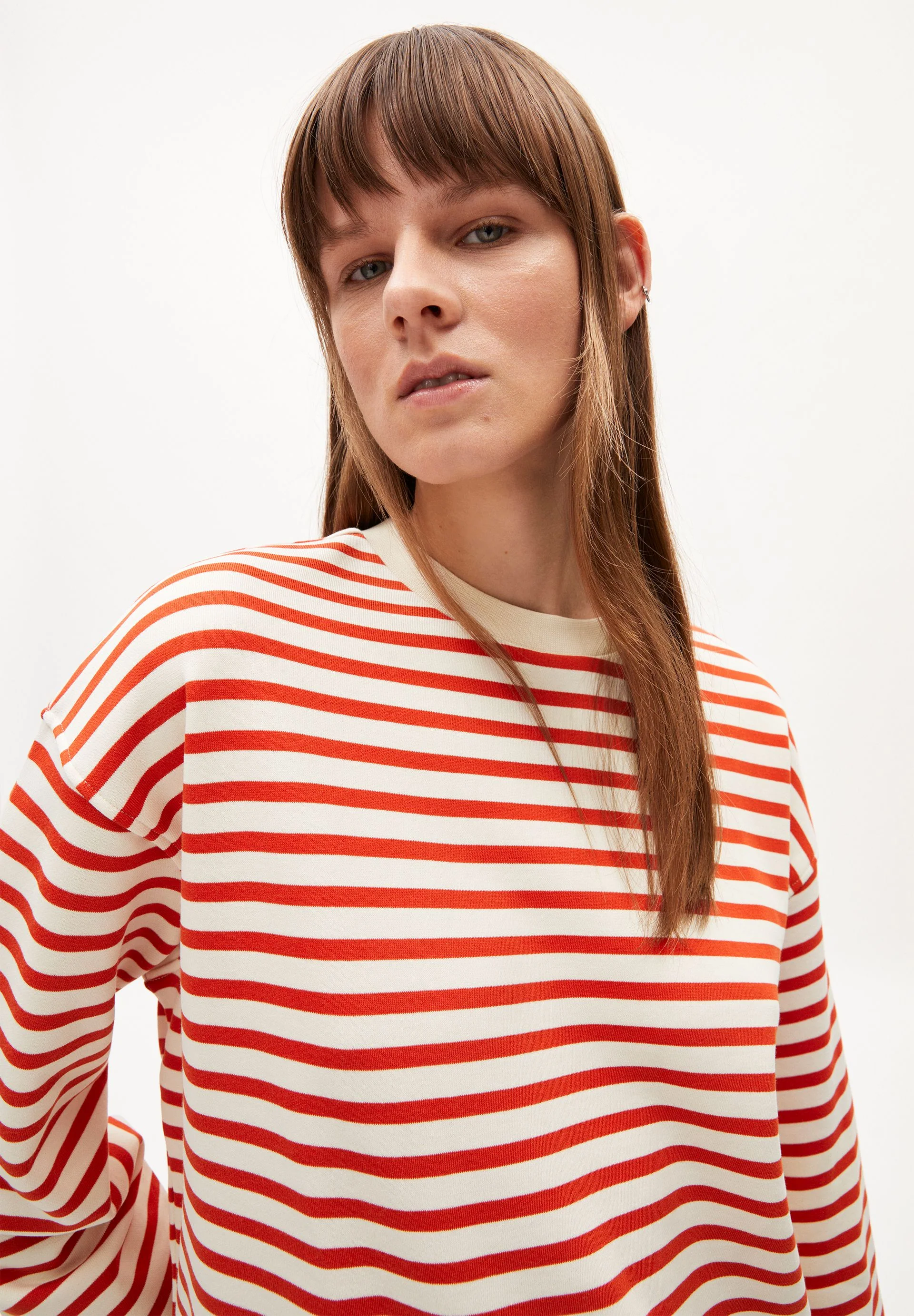 FRANKAA MAARLEN GESTREIFTES SWEATSHIRT | emergency red-undyed - Image 3