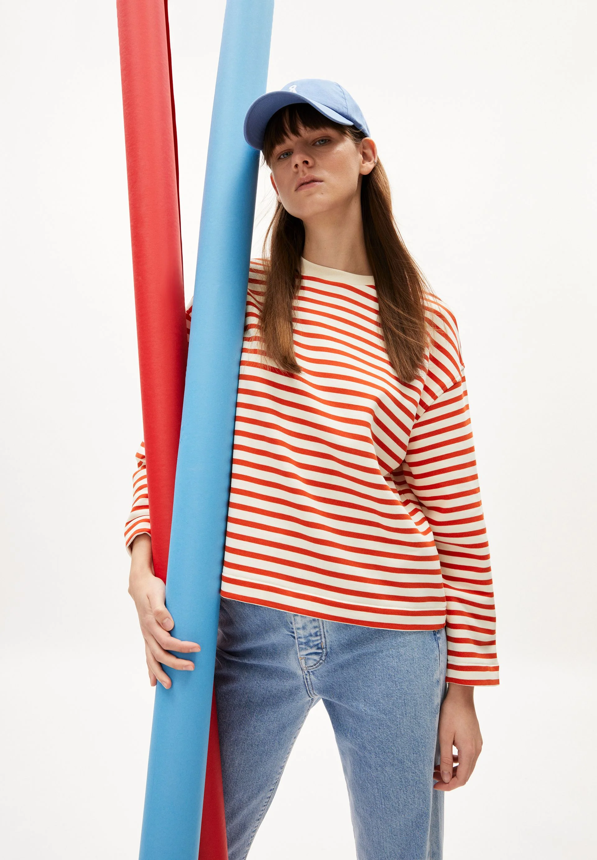 FRANKAA MAARLEN GESTREIFTES SWEATSHIRT | emergency red-undyed - Image 4