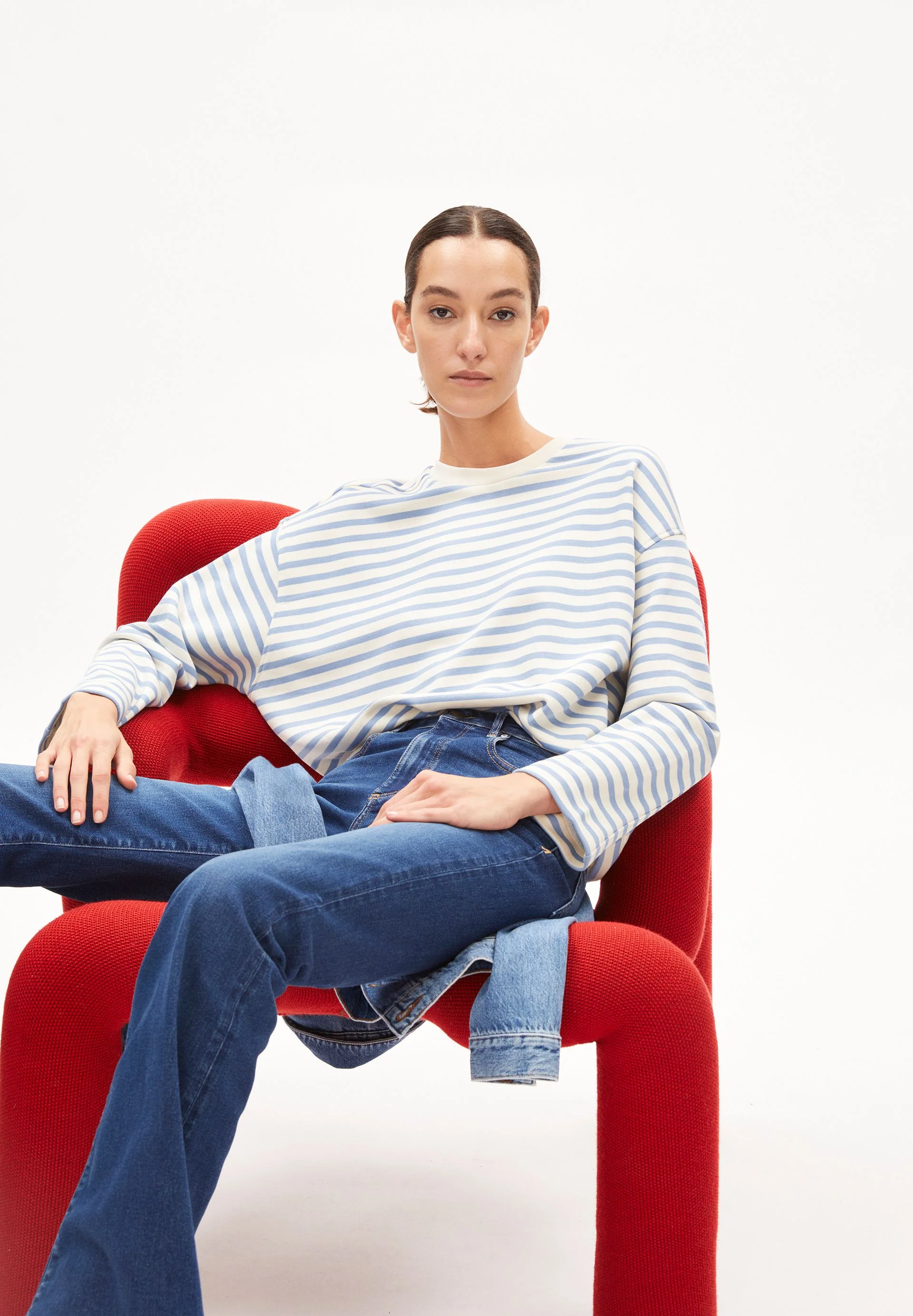 FRANKAA MAARLEN GESTREIFTES SWEATSHIRT | iceberg blue-undyed - Image 4
