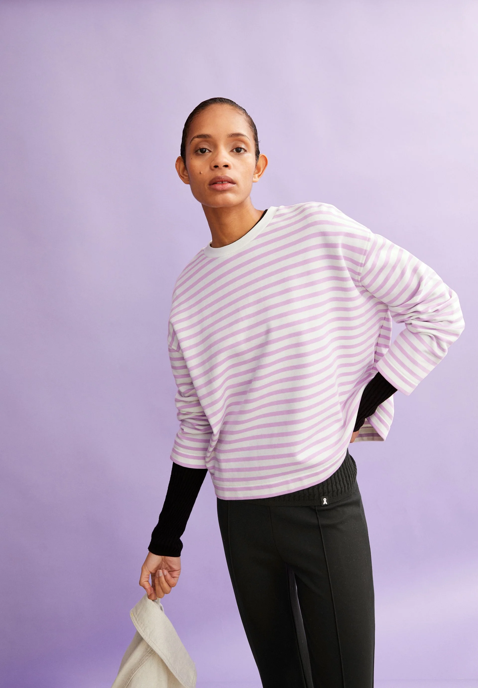 FRANKAA MAARLEN GESTREIFTES SWEATSHIRT | lavender light-undyed - Image 4