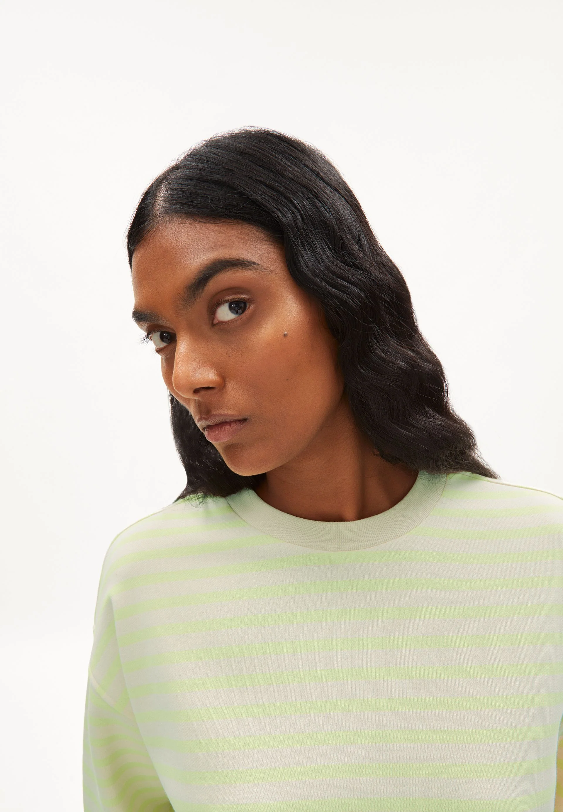 FRANKAA MAARLEN GESTREIFTES SWEATSHIRT | light lime-undyed - Image 3