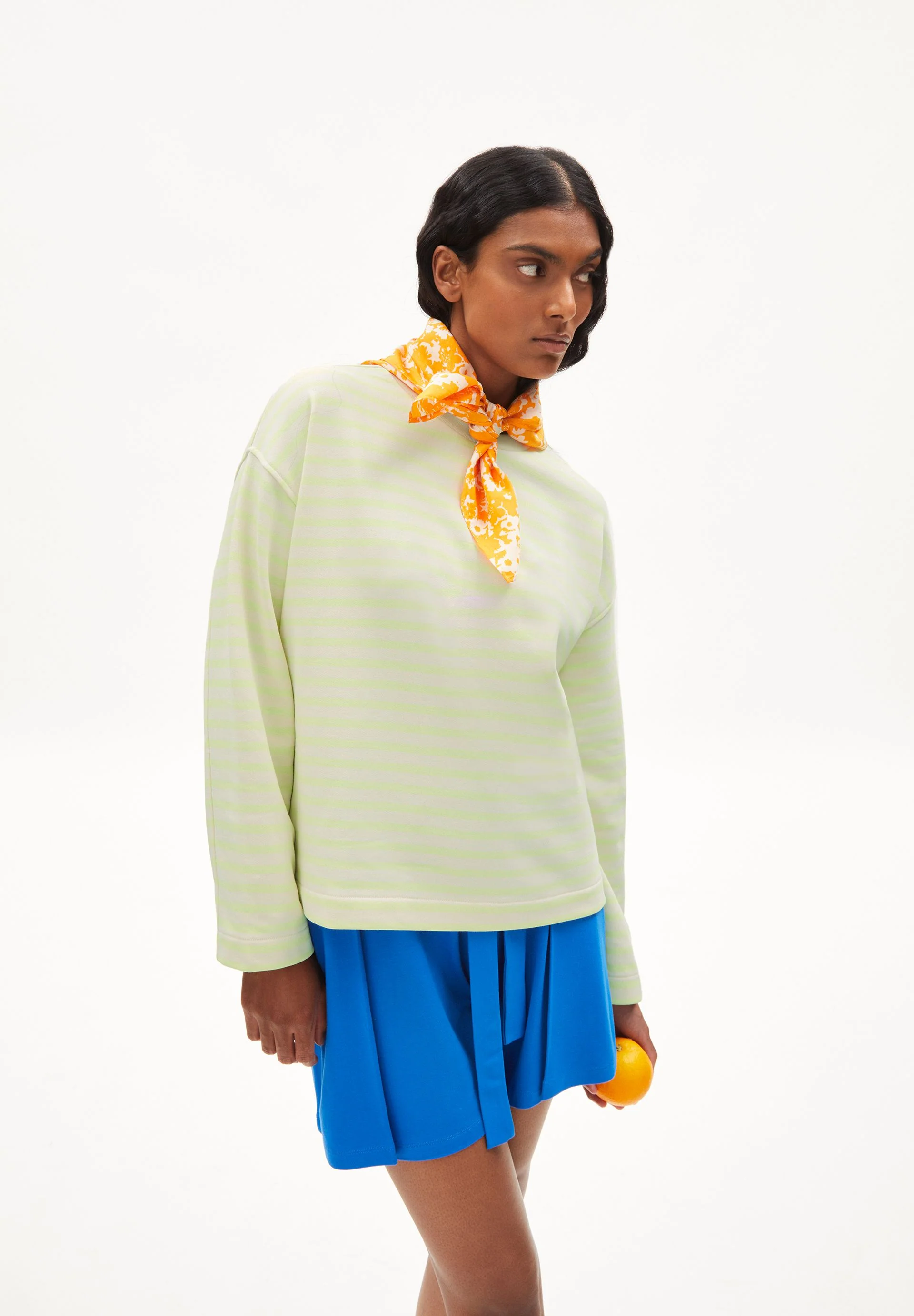 FRANKAA MAARLEN GESTREIFTES SWEATSHIRT | light lime-undyed - Image 4
