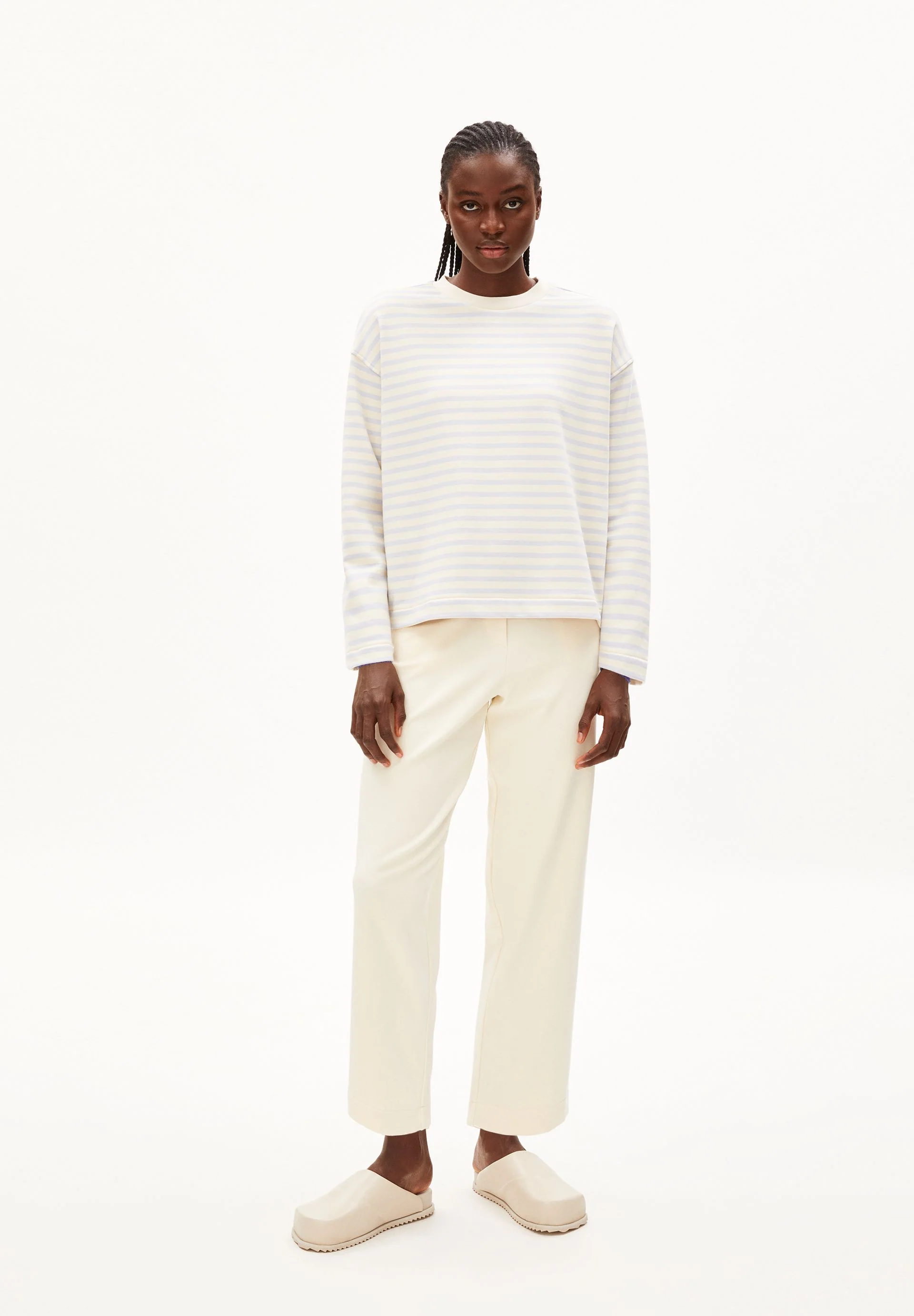 FRANKAA MAARLEN GESTREIFTES SWEATSHIRT | morning sky-undyed - Image 5