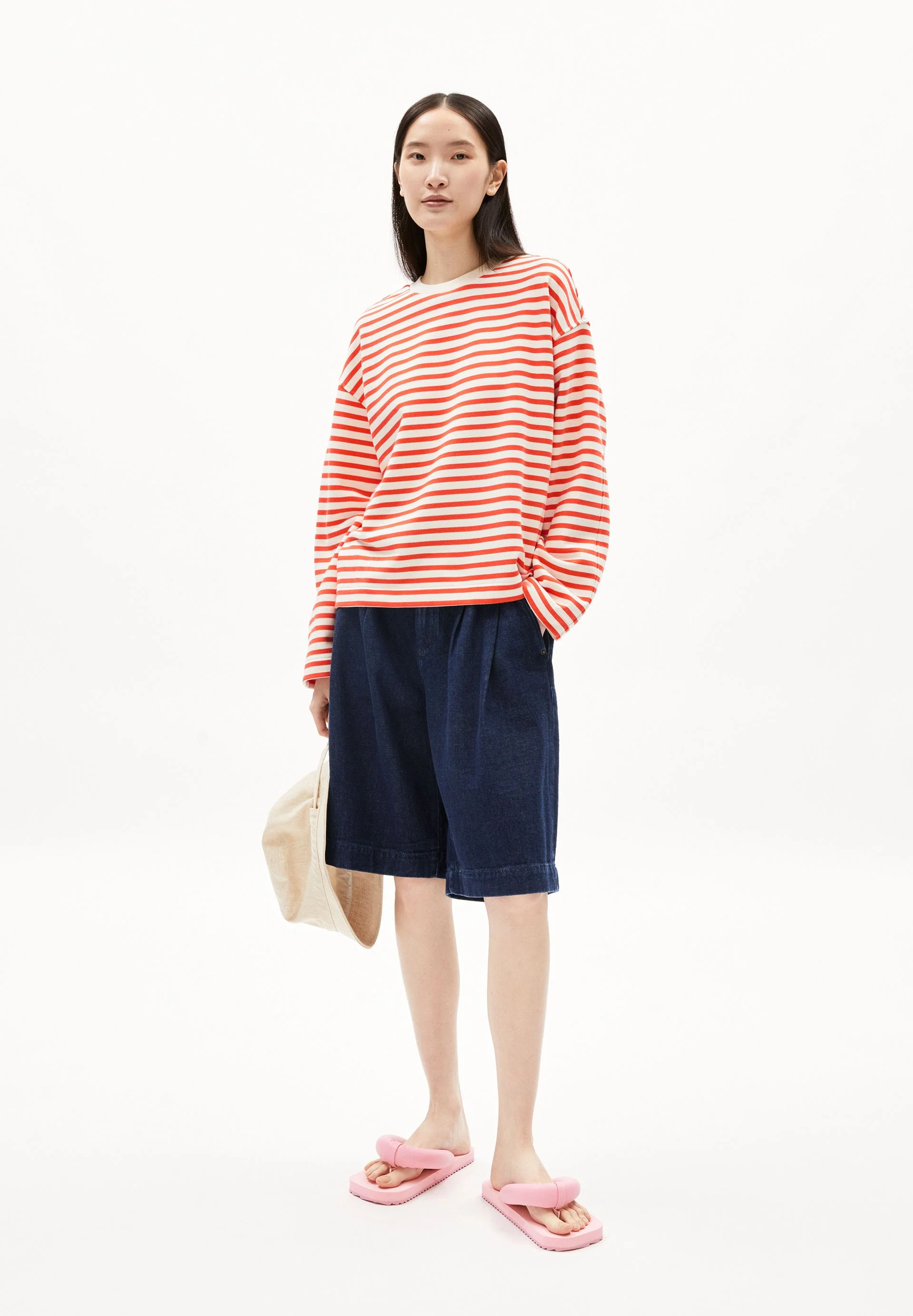 FRANKAA MAARLEN GESTREIFTES SWEATSHIRT | poppy red-undyed - Image 5