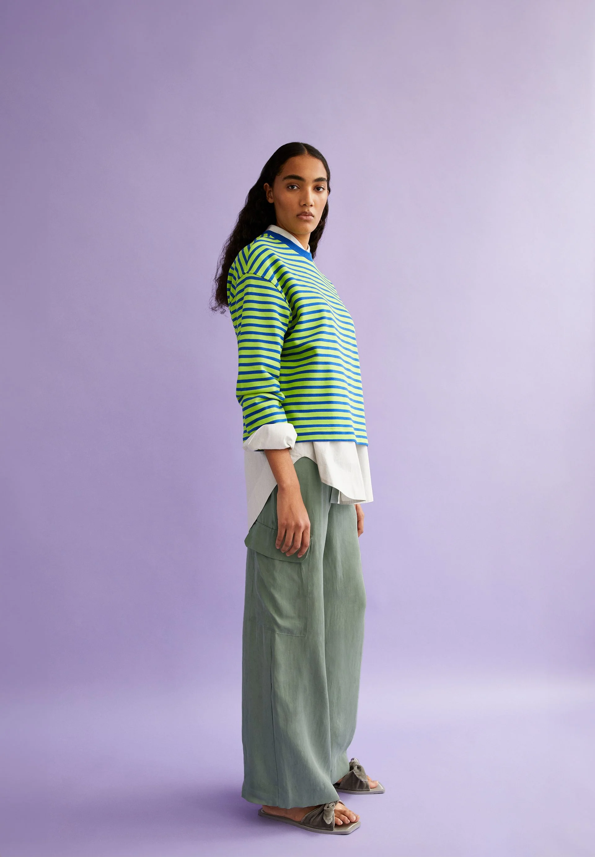 FRANKAA MAARLEN GESTREIFTES SWEATSHIRT | super lime-dynamo blue - Image 4