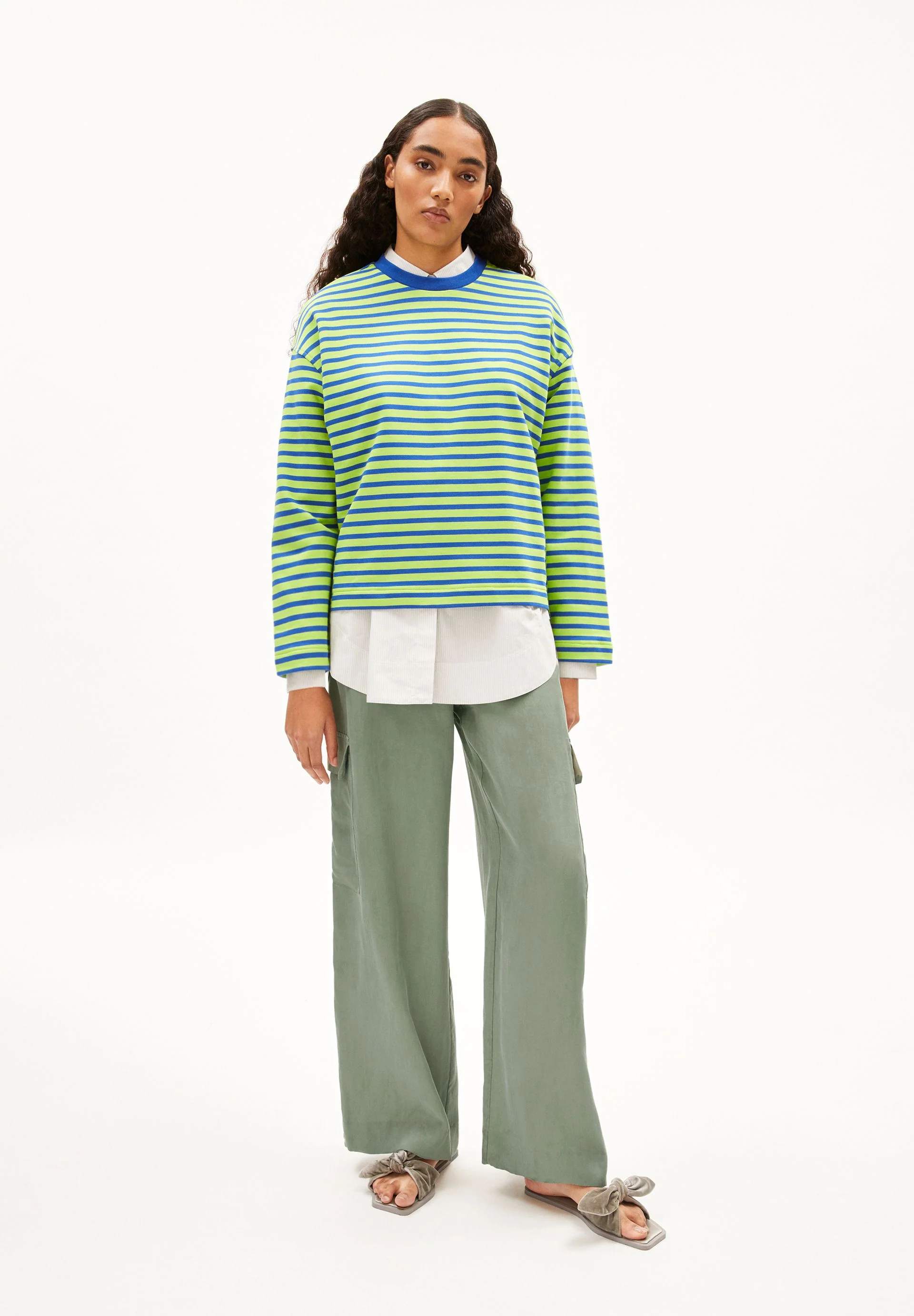 FRANKAA MAARLEN GESTREIFTES SWEATSHIRT | super lime-dynamo blue - Image 5