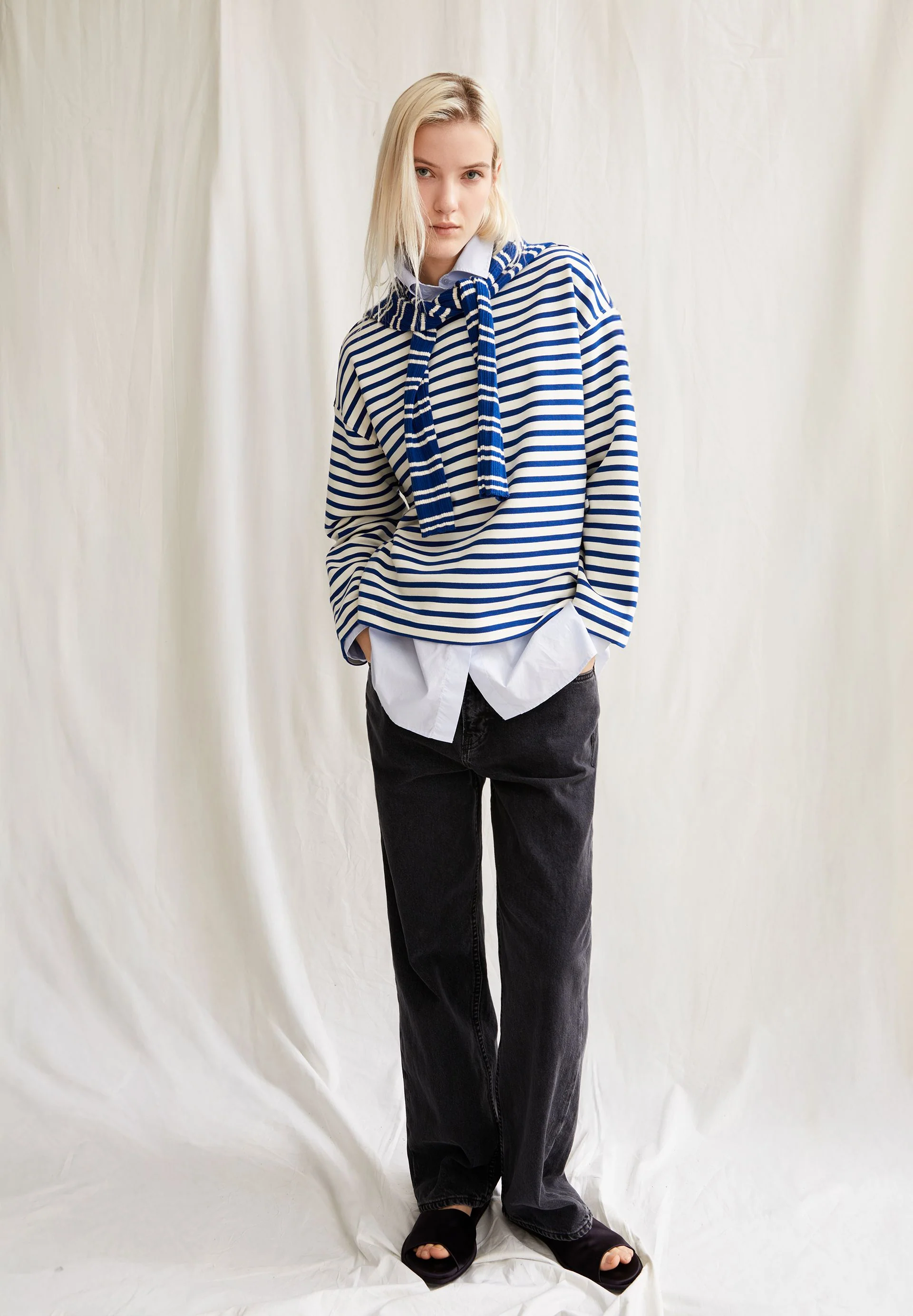 FRANKAA MAARLEN GESTREIFTES SWEATSHIRT | undyed-lapis blue - Image 4