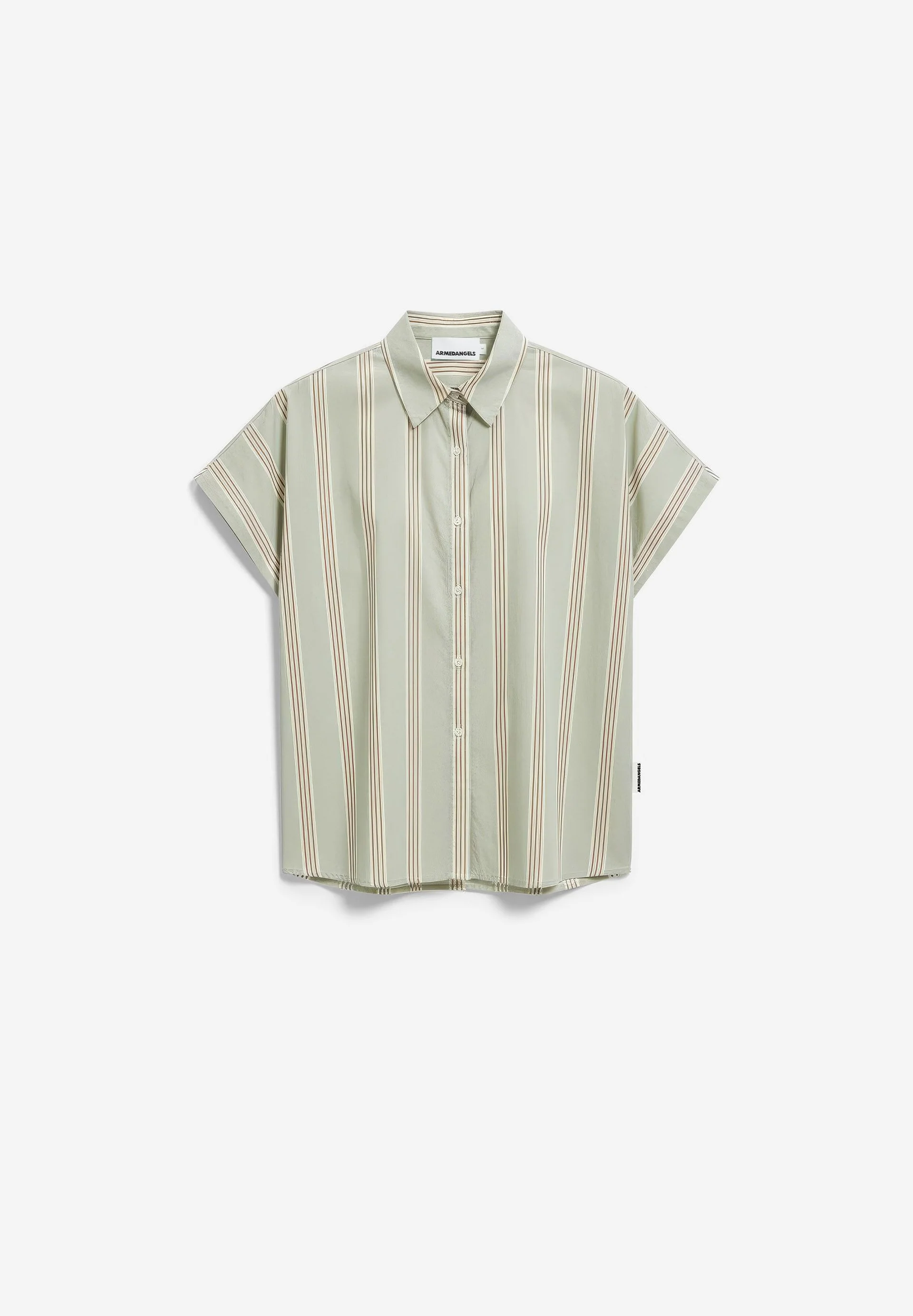GESTREIFTE POPLIN LARISAANA BLUSE | foam-light oatmilk-dried palm - Image 6