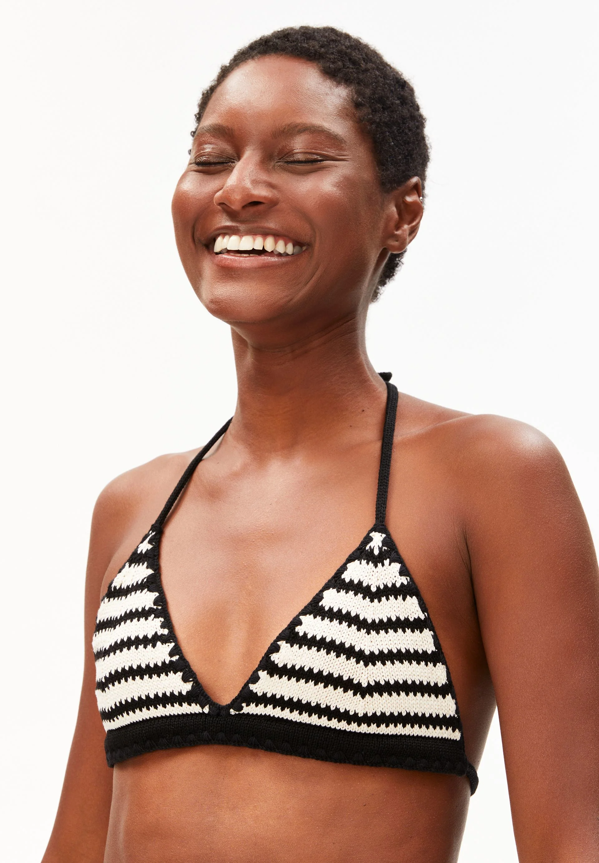 GESTREIFTES BIKINI STRICKTOP | undyed-black - Image 3