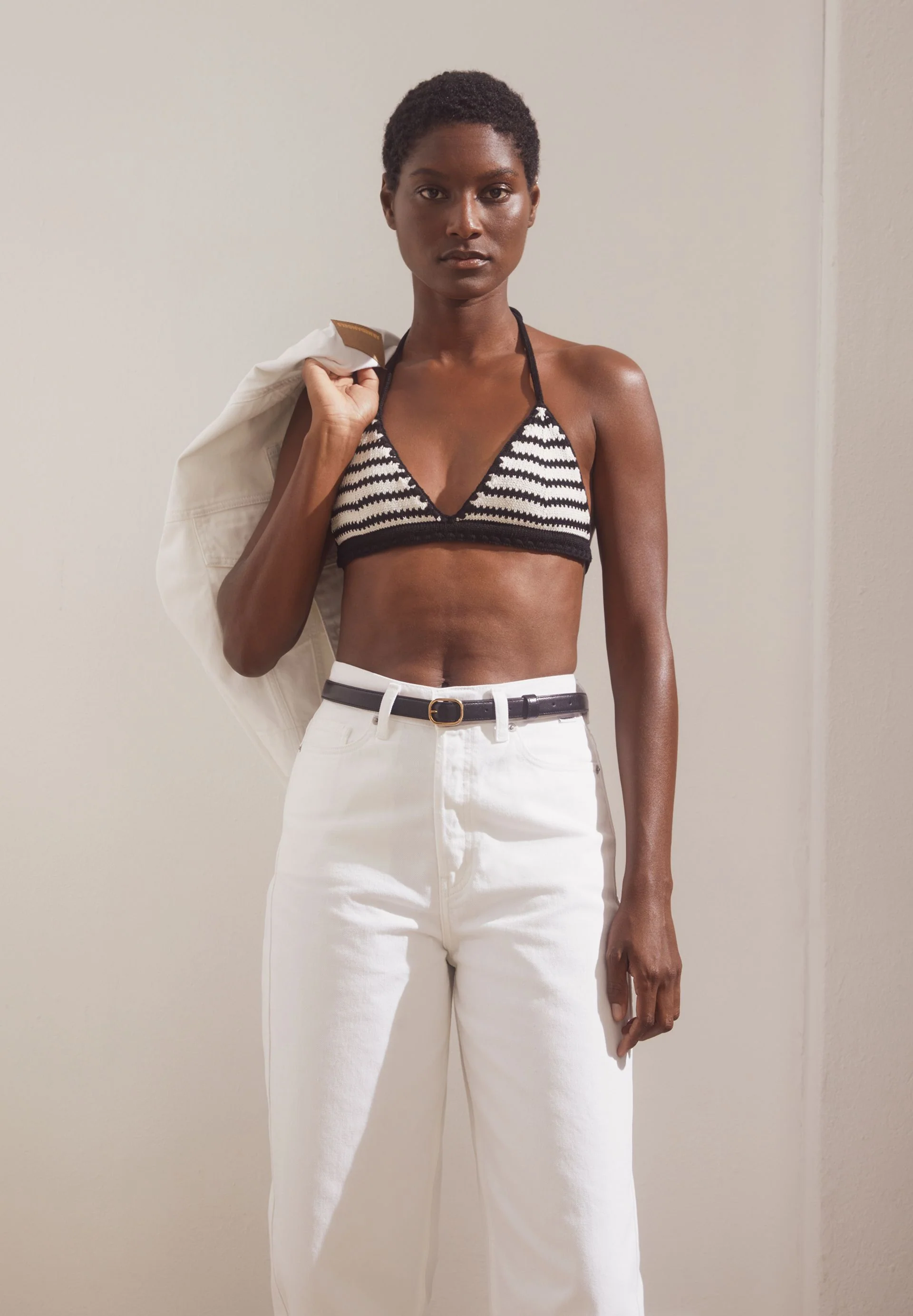 GESTREIFTES BIKINI STRICKTOP | undyed-black - Image 4