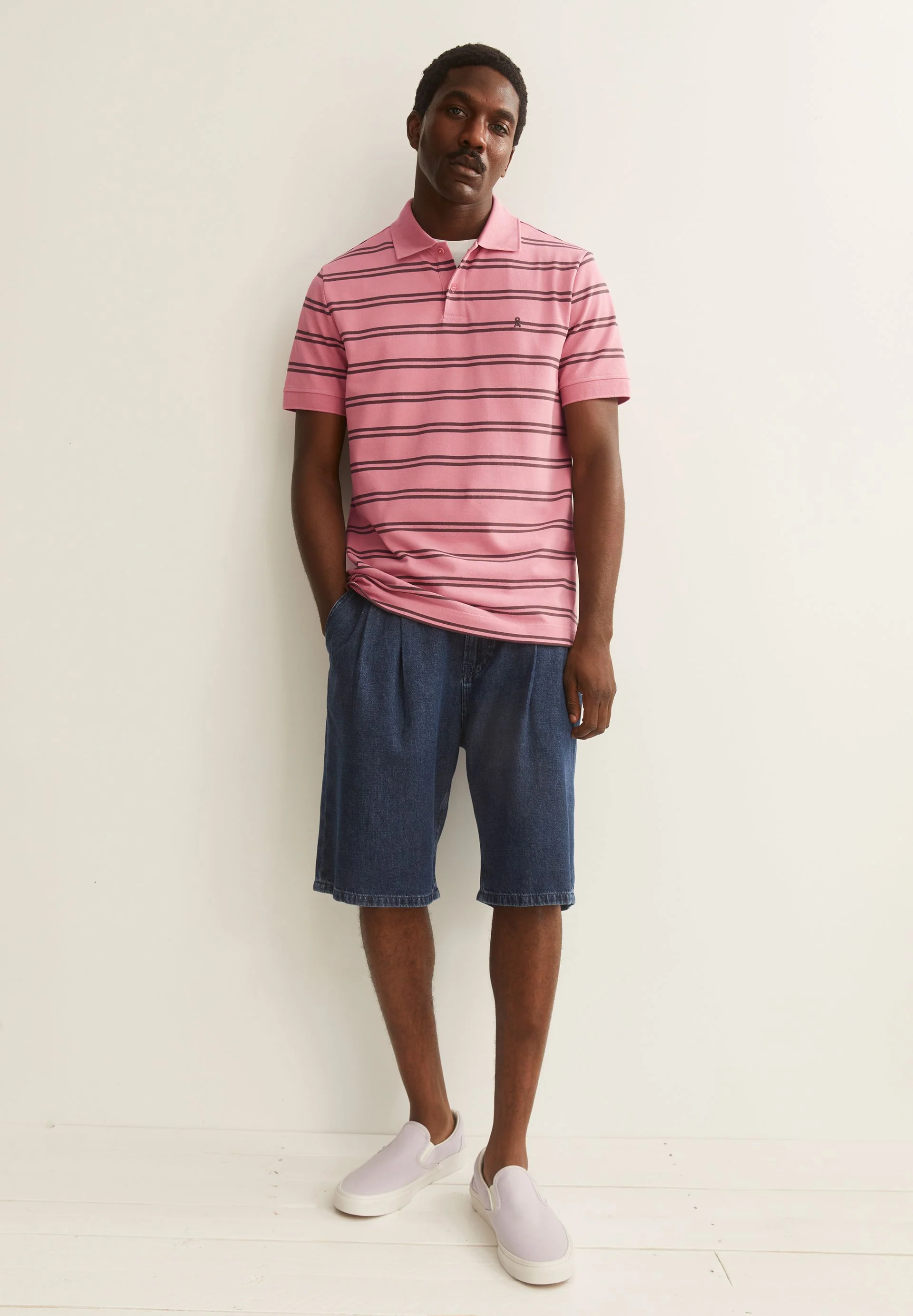 GESTREIFTES POLOSHIRT | washed berry-granit - Image 4