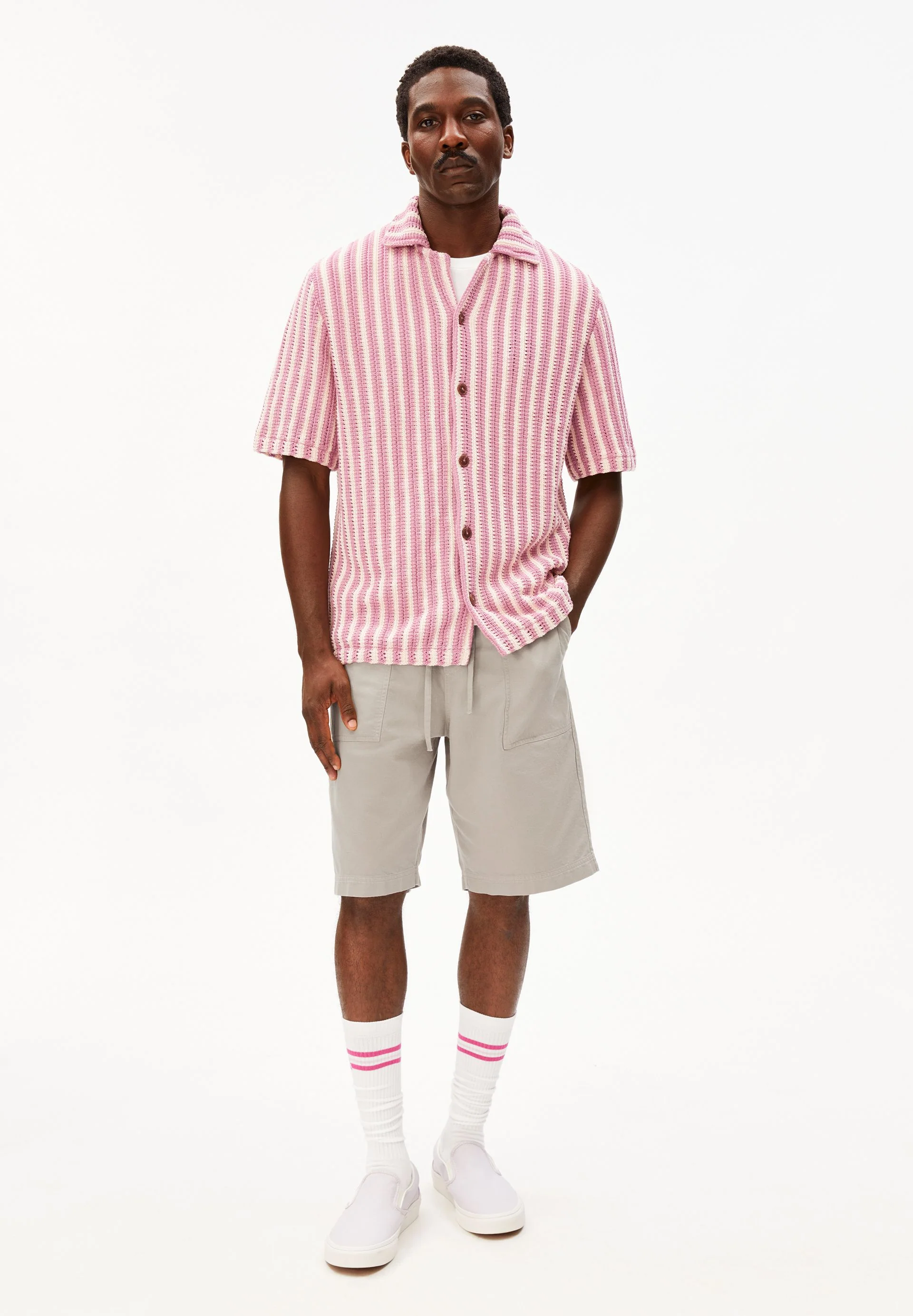 GESTREIFTES STRICKPOLOSHIRT | pure-washed berry - Image 5