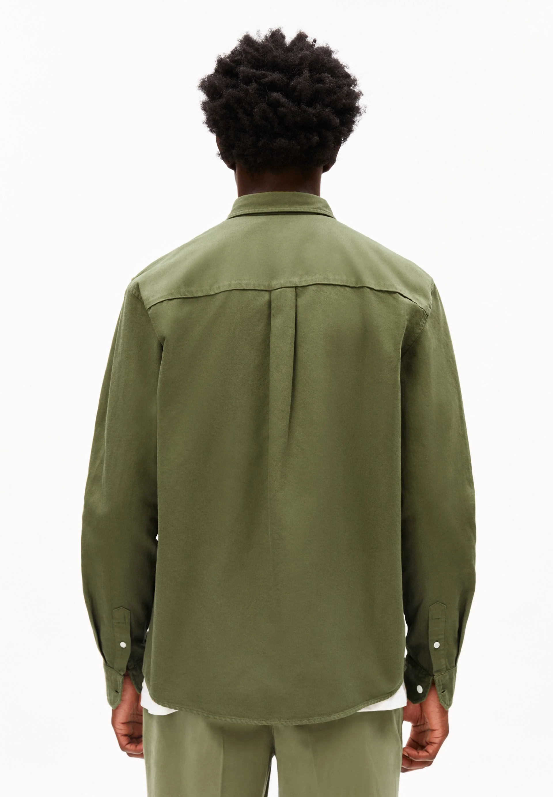 GMT DYE LEINENLANGARMHEMD | fatigue green - Image 2