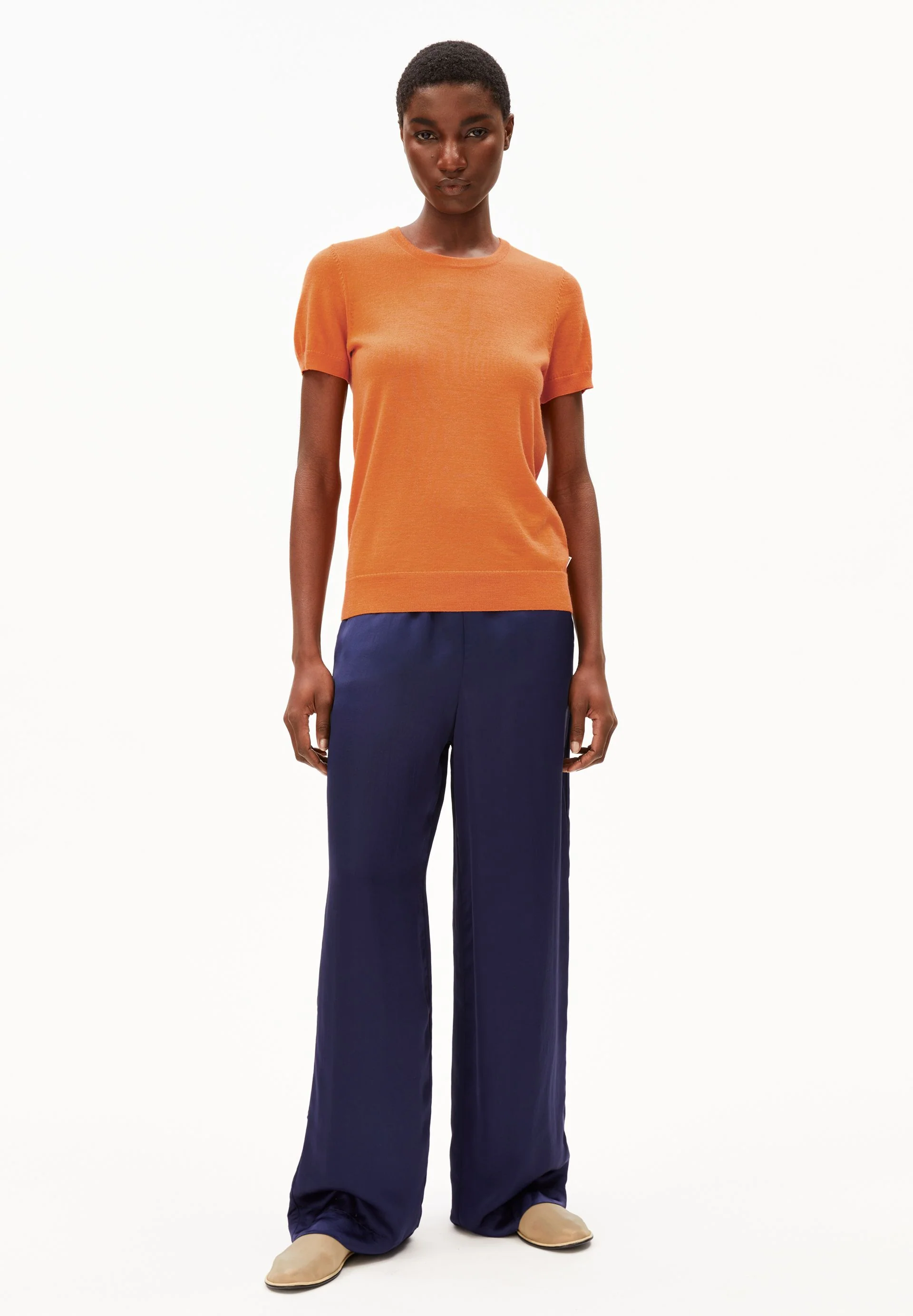 GUILIAA MERINO STRICK T-SHIRT | amberglow - Image 5
