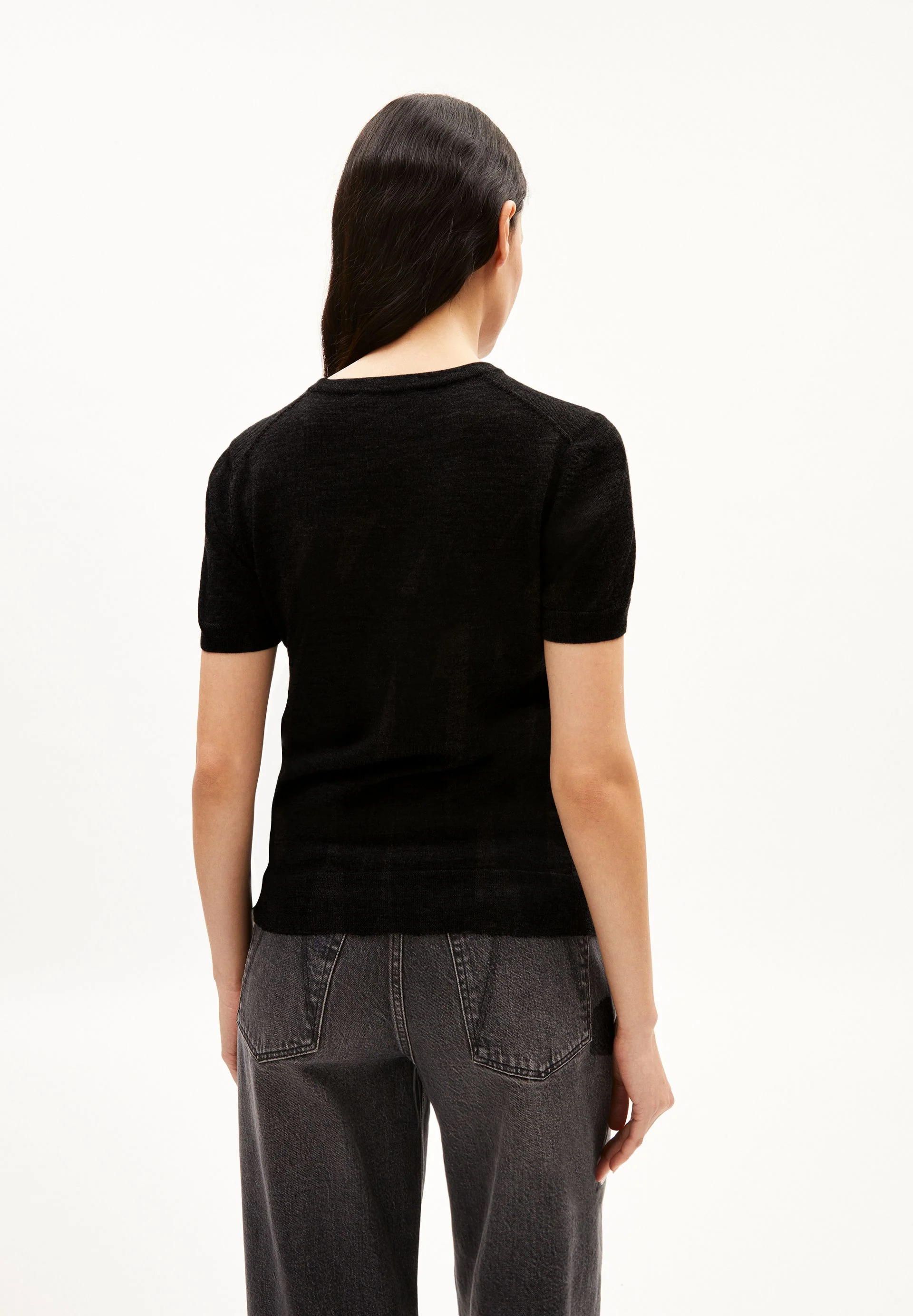 GUILIAA MERINO STRICK T-SHIRT | black - Image 2