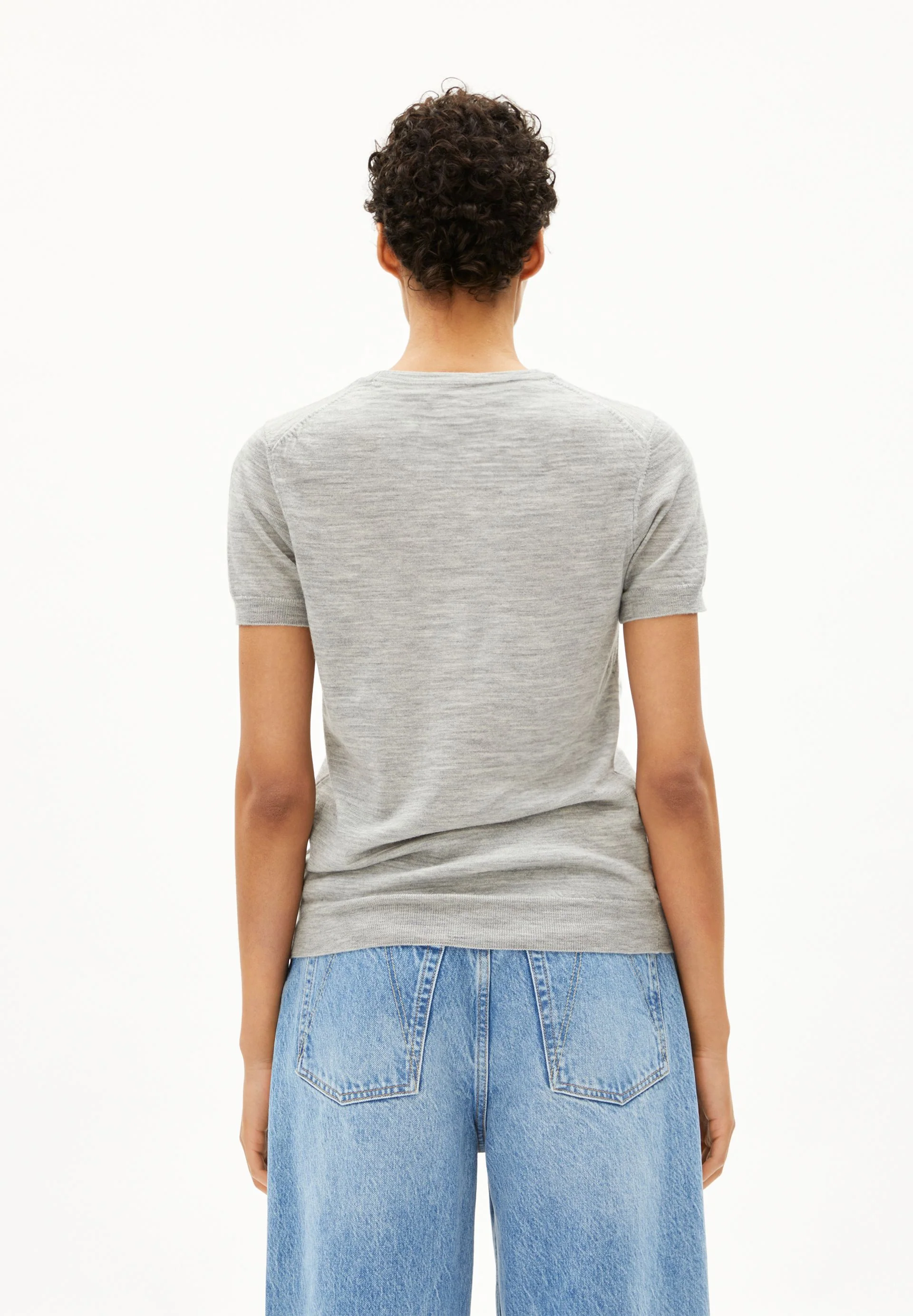 GUILIAA MERINO STRICK T-SHIRT | light grey melange - Image 2