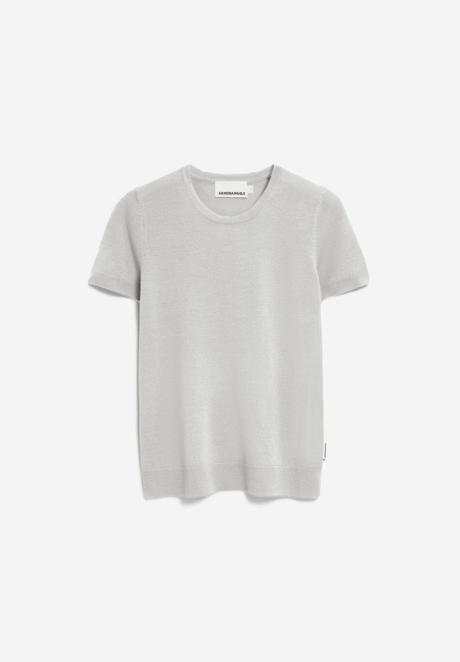 GUILIAA MERINO STRICK T-SHIRT | light grey melange - Image 6