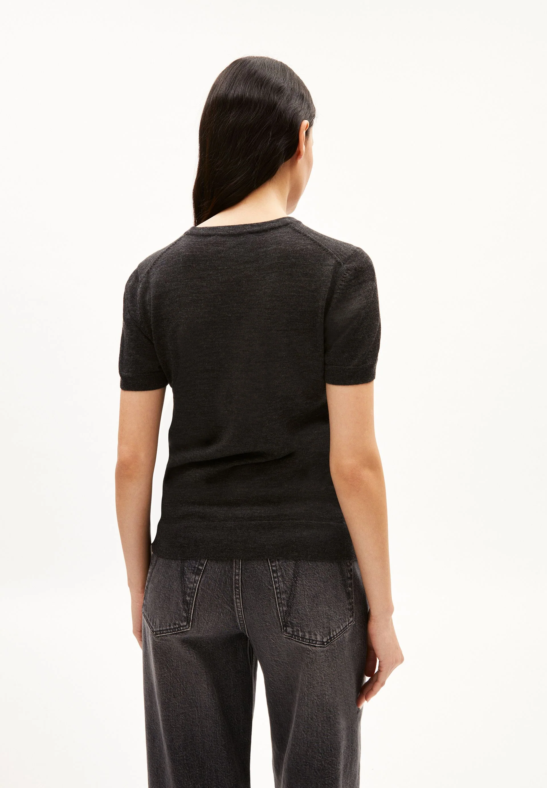 GUILIAA MERINO STRICK T-SHIRT | steel melange - Image 2