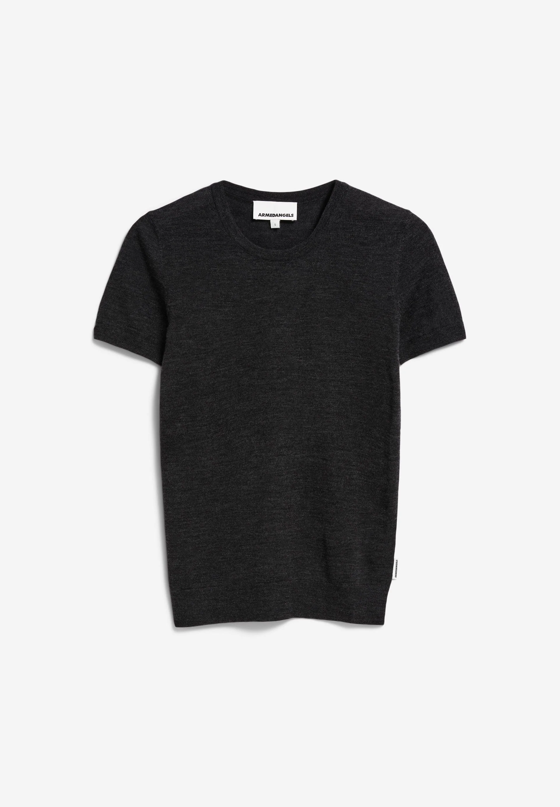 GUILIAA MERINO STRICK T-SHIRT | steel melange - Image 6
