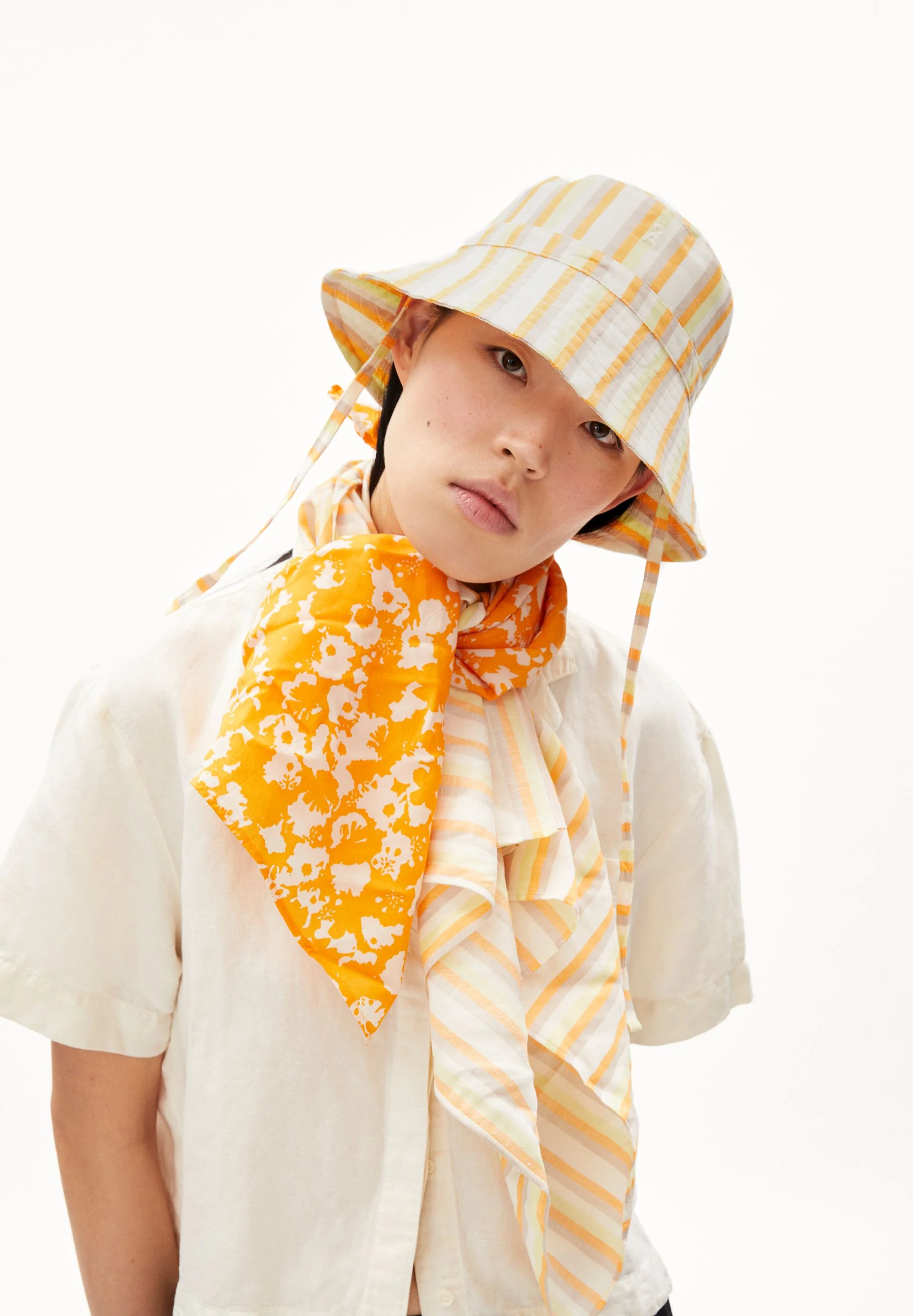 HAALEY STRIPED LINO | off white-mangorange - Image 3