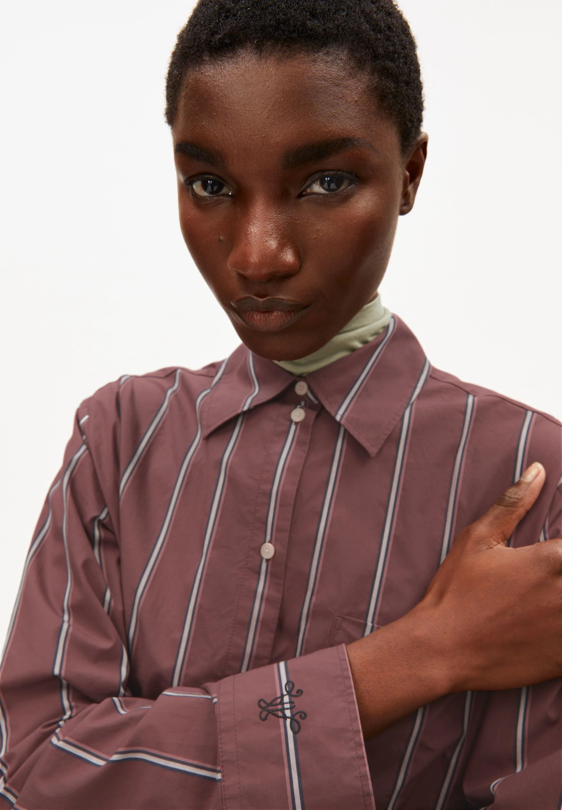 HALIAA STRIPED BLOUSE | dark berry - Image 3