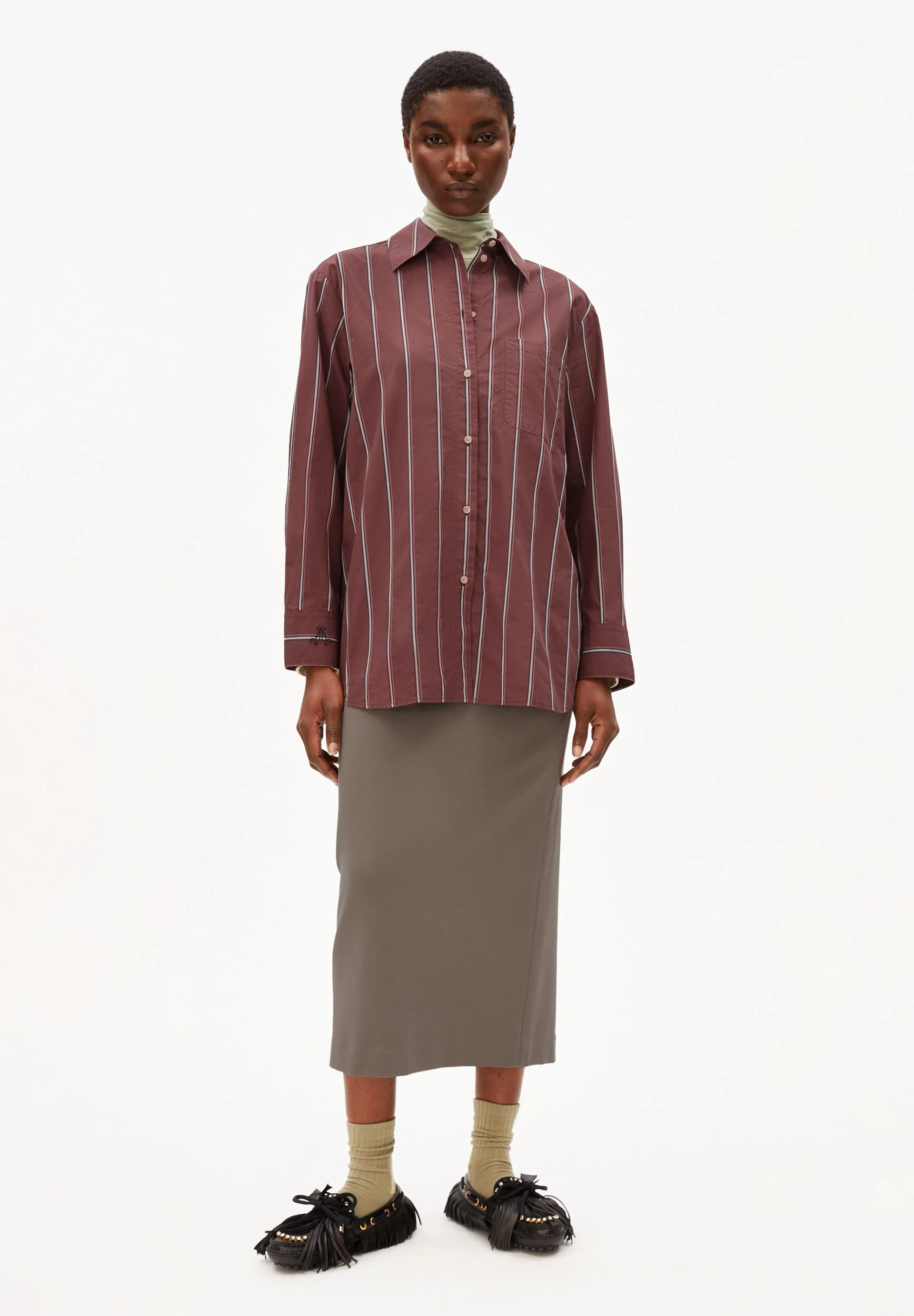 HALIAA STRIPED BLOUSE | dark berry - Image 5