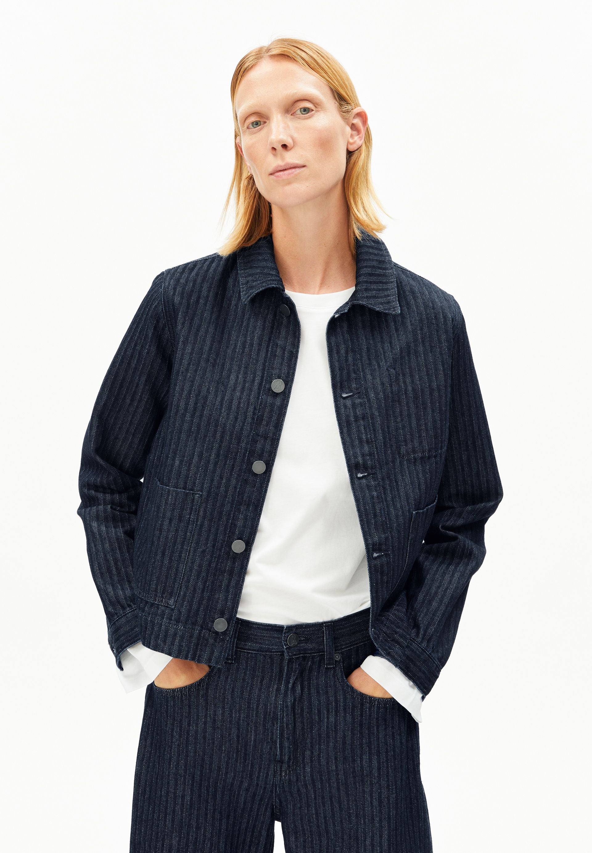 HERRINGBONE DENIM CHORE JACKE | rinse - Image 6