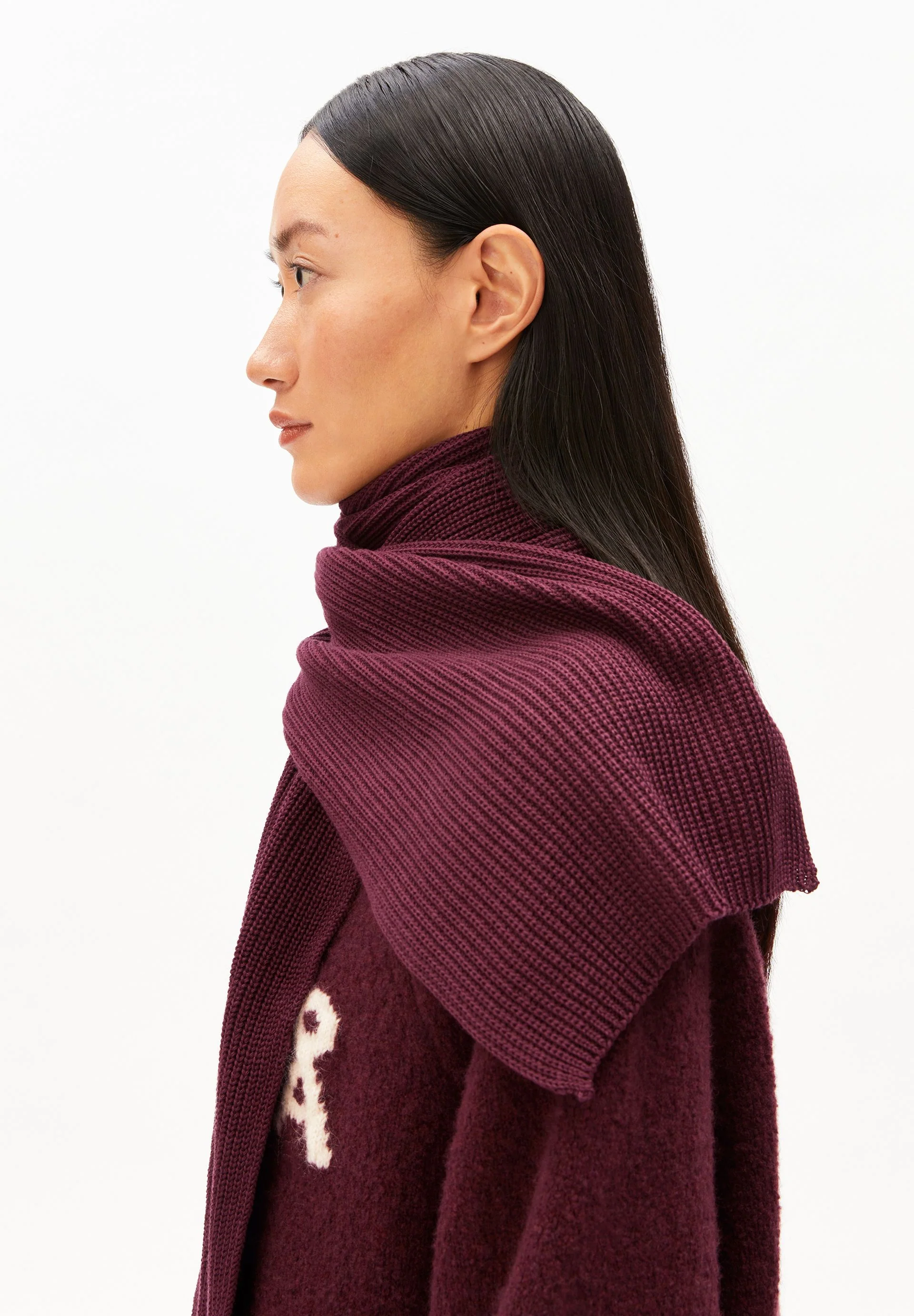 ICONIC Å CLAASAS BAUMWOLL-SCHAL | dark cranberry - Image 3