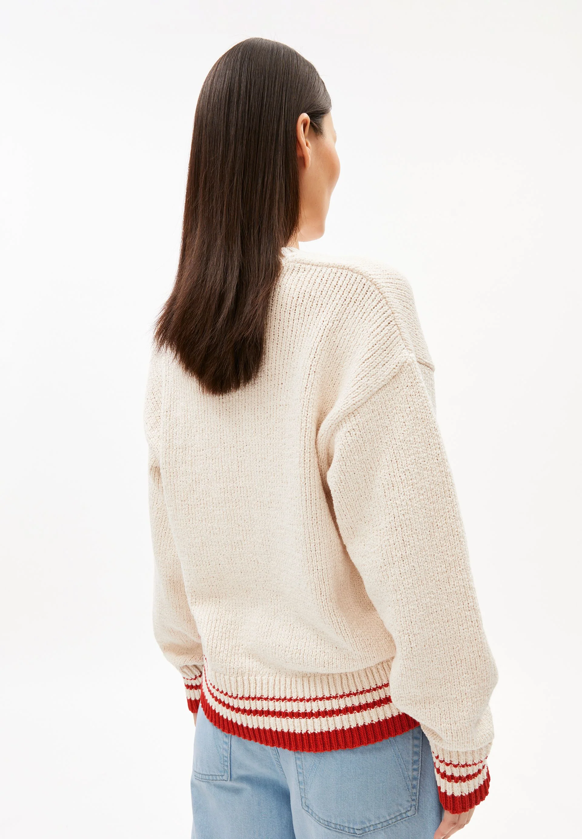 ICONIC Å COLLEGE STRICKPULLOVER | oatmilk-mars red - Image 2