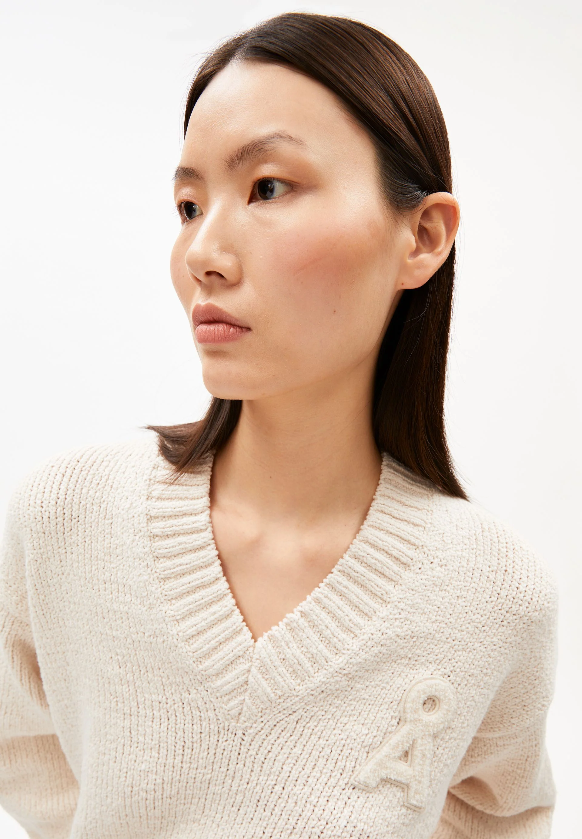 ICONIC Å COLLEGE STRICKPULLOVER | oatmilk-mars red - Image 3