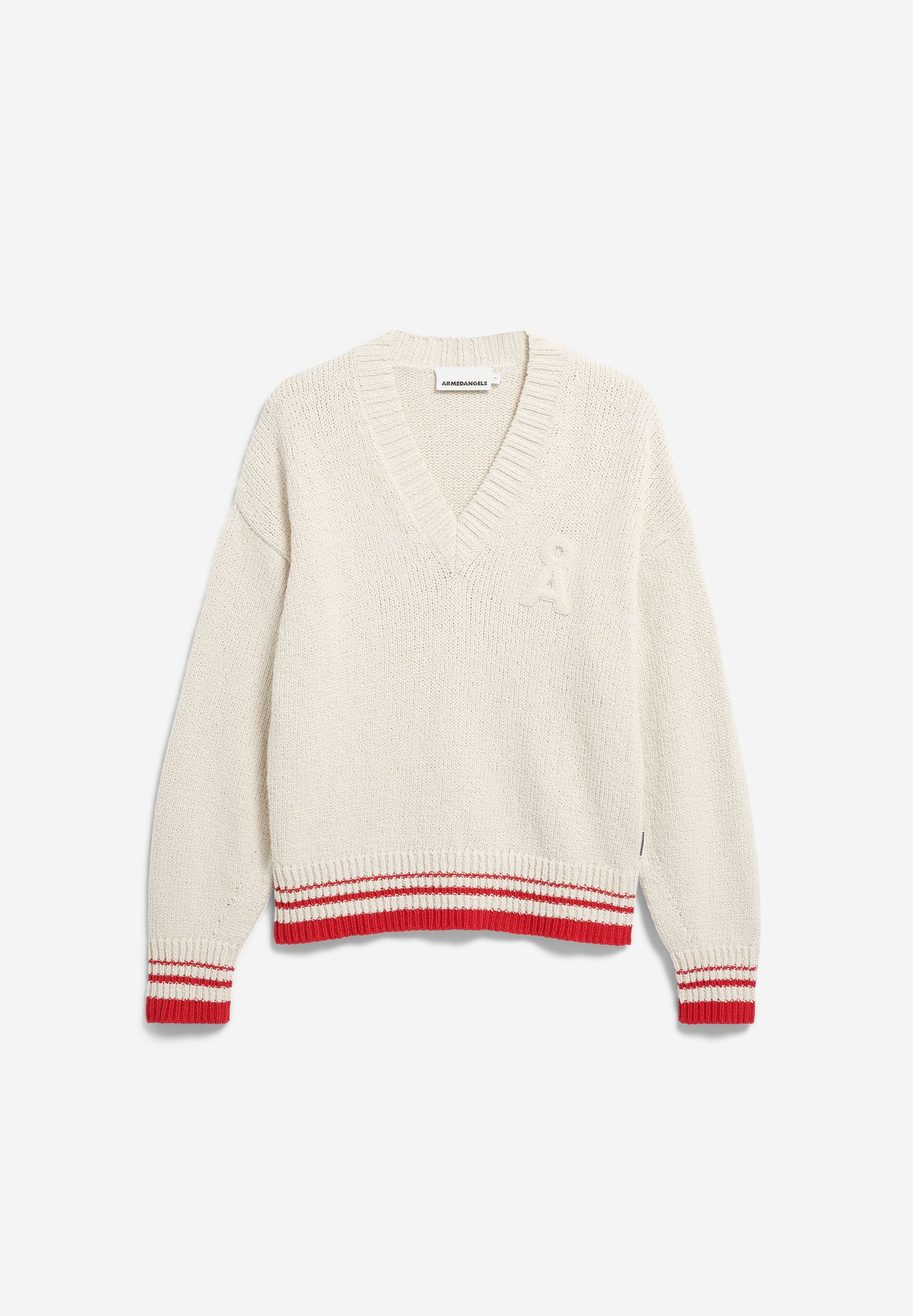 ICONIC Å COLLEGE STRICKPULLOVER | oatmilk-mars red - Image 6