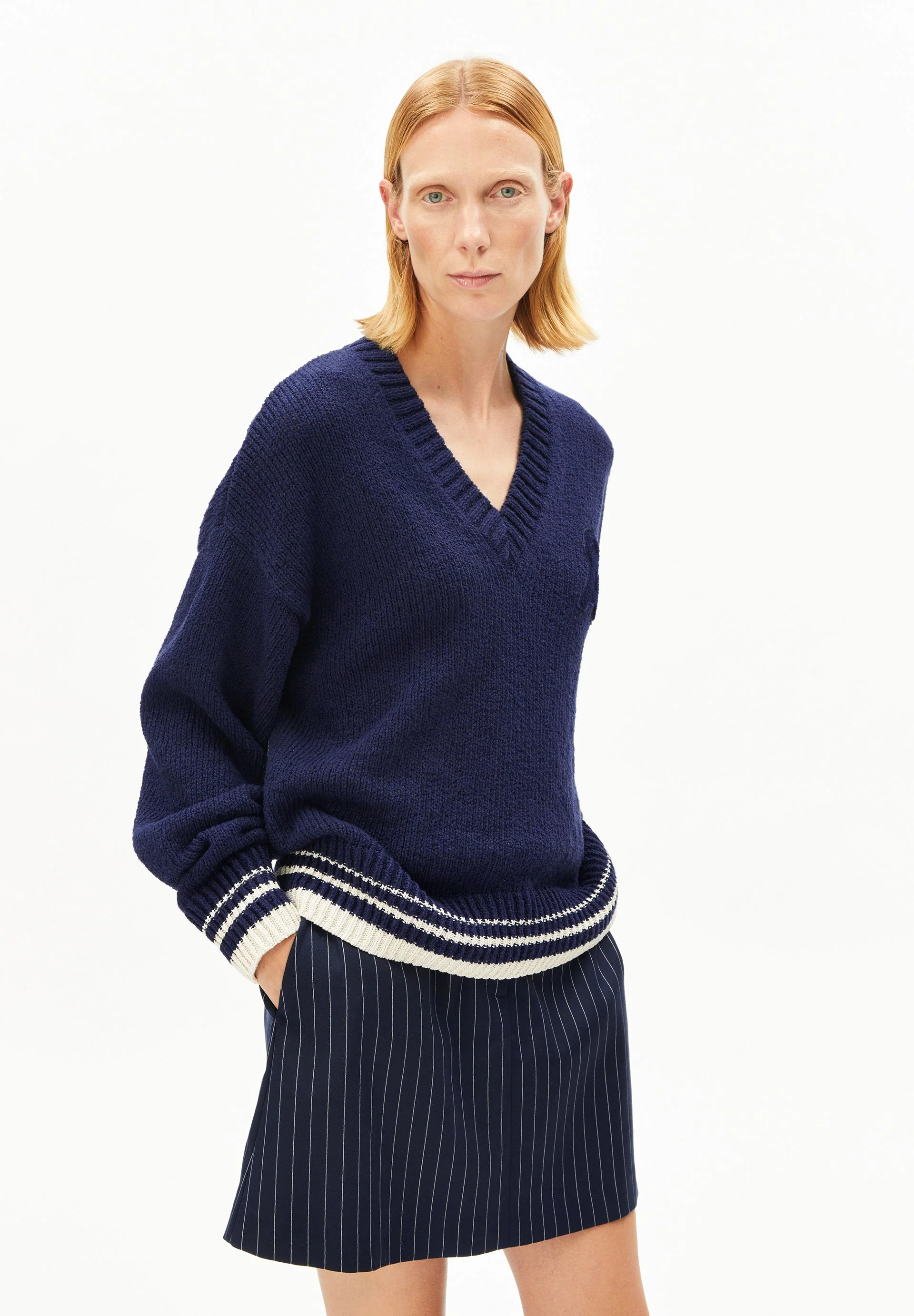 ICONIC Å COLLEGE STRICKPULLOVER | tinted navy-oatmilk - Image 3