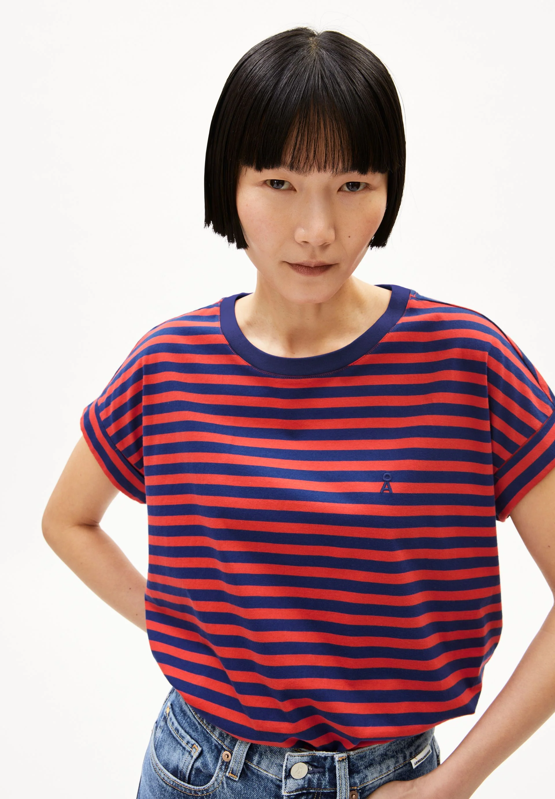 IDAARA GESTREIFTES T-SHIRT | blue noon-coral blush - Image 3