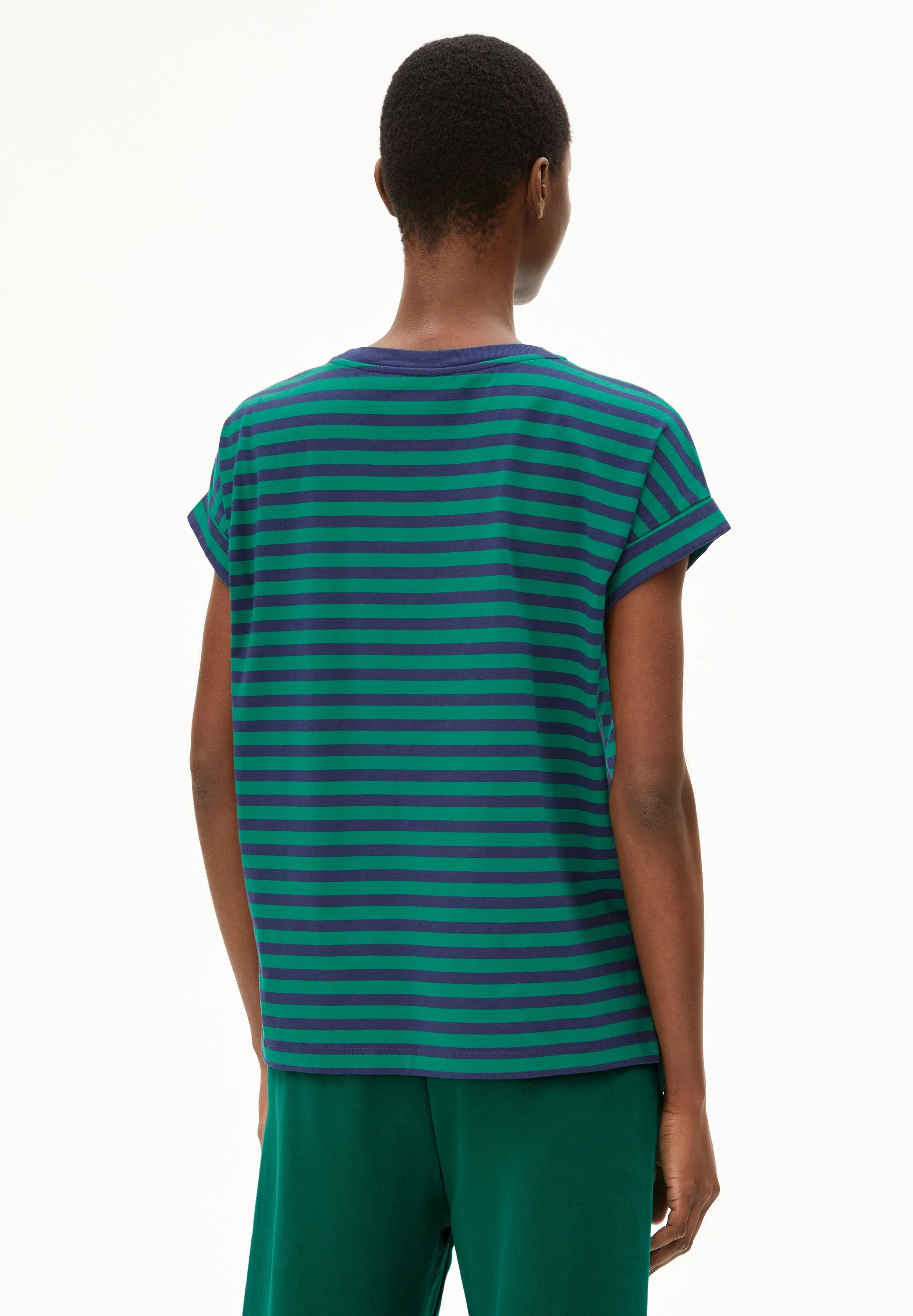 IDAARA GESTREIFTES T-SHIRT | emerald green-blue noon - Image 2