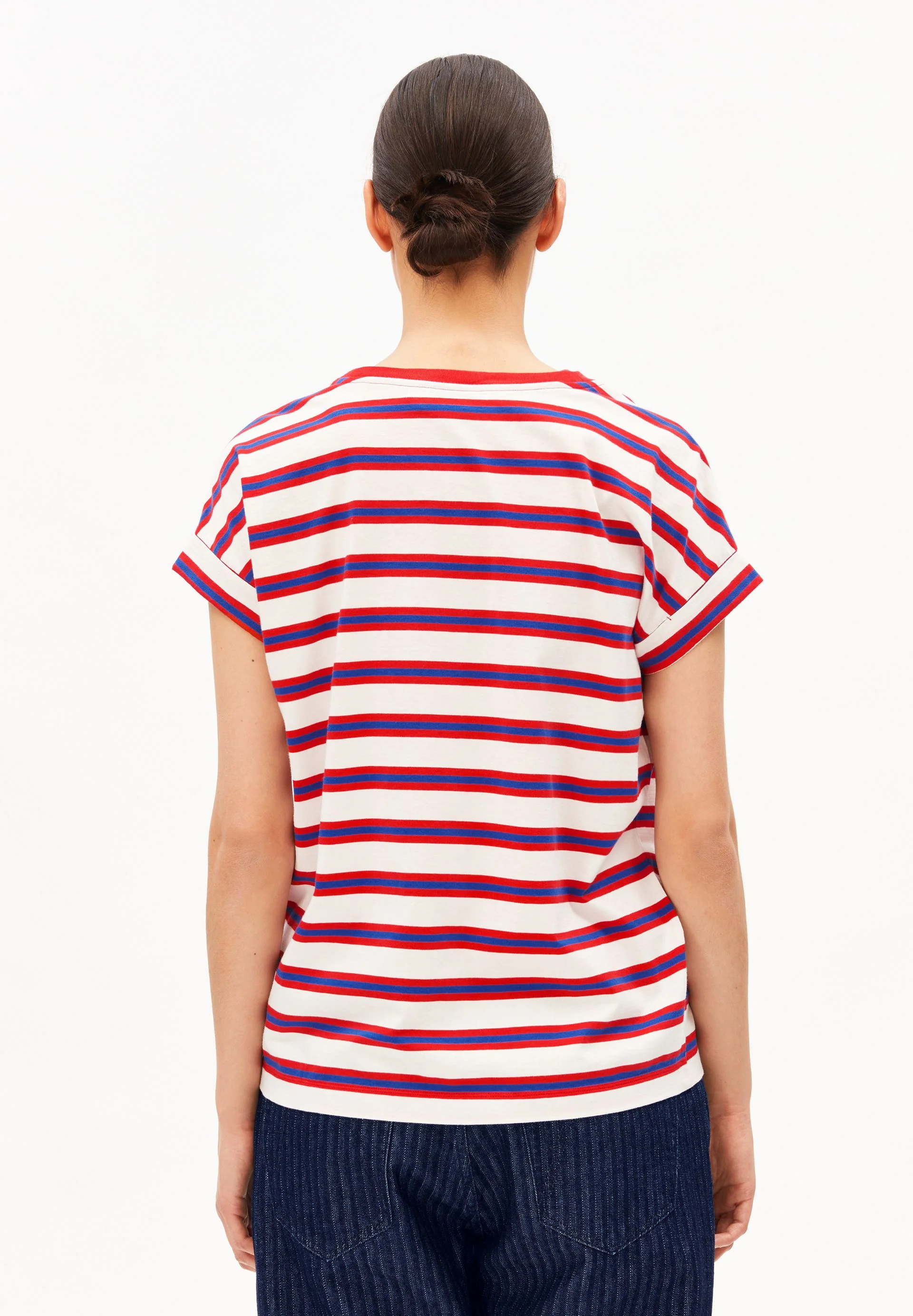 IDAARA GESTREIFTES T-SHIRT | light oatmilk-mars red-dynamo blue - Image 2