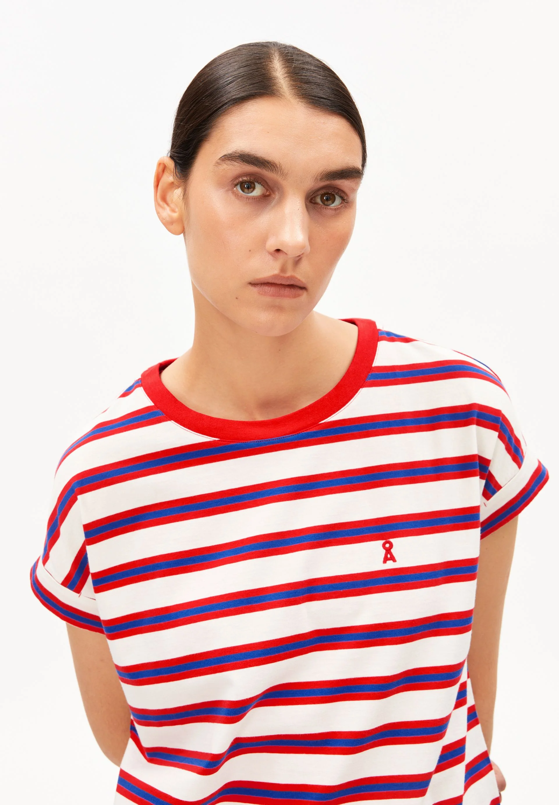 IDAARA GESTREIFTES T-SHIRT | light oatmilk-mars red-dynamo blue - Image 3