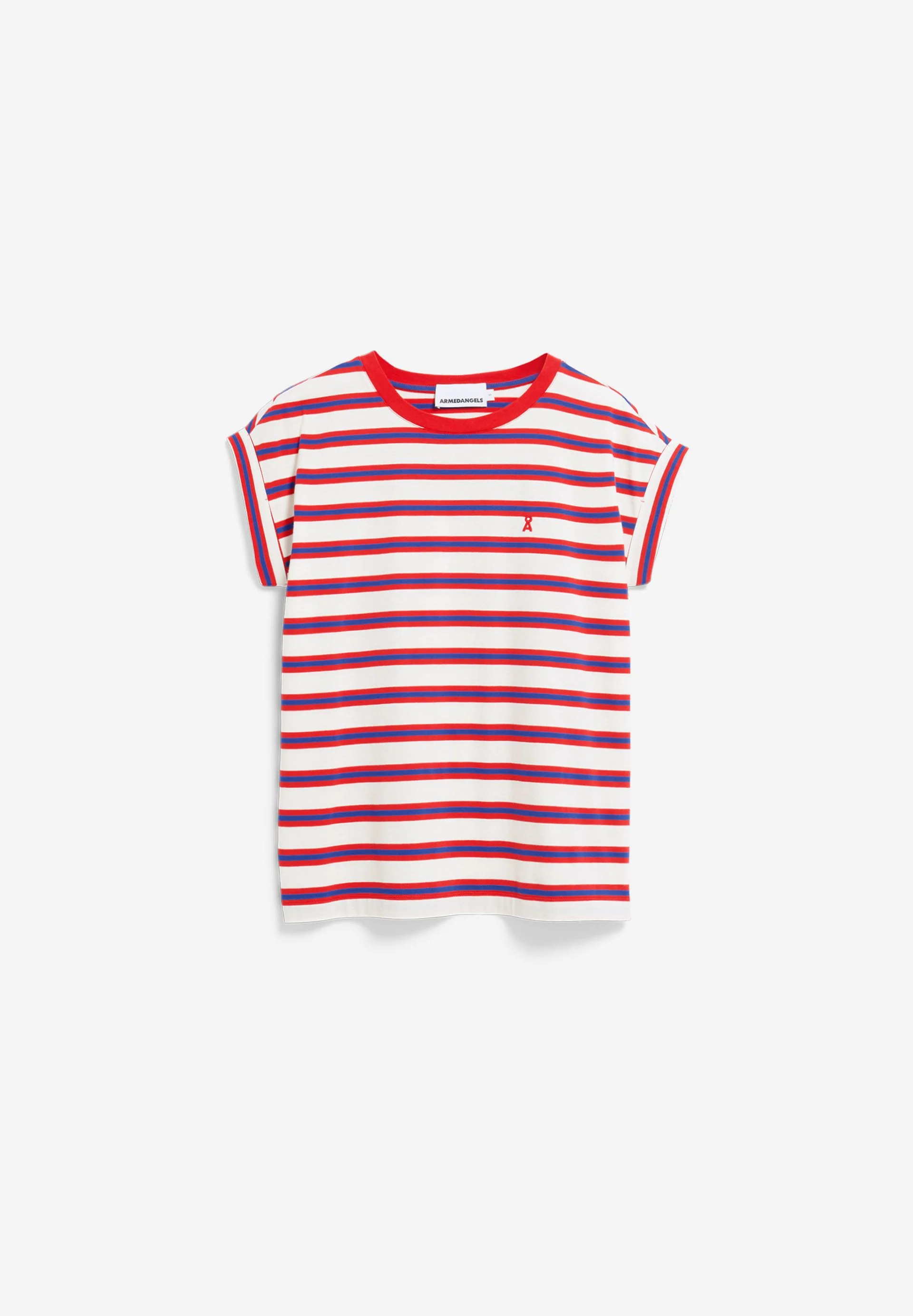 IDAARA GESTREIFTES T-SHIRT | light oatmilk-mars red-dynamo blue - Image 6