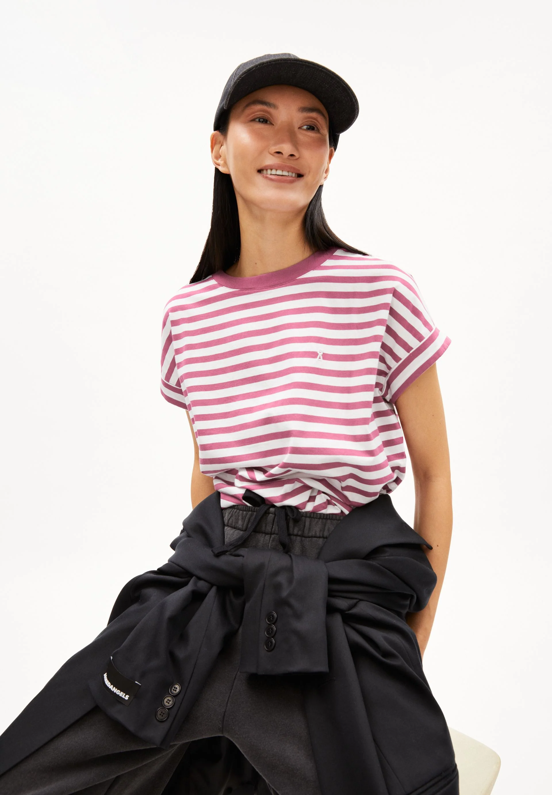 IDAARA GESTREIFTES T-SHIRT | white-crushed berry - Image 2