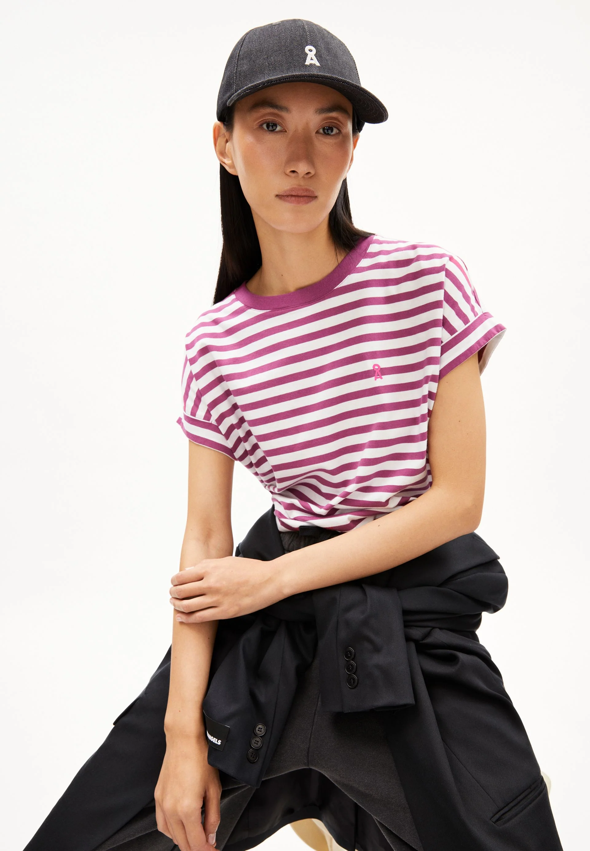 IDAARA GESTREIFTES T-SHIRT | white-crushed berry - Image 3