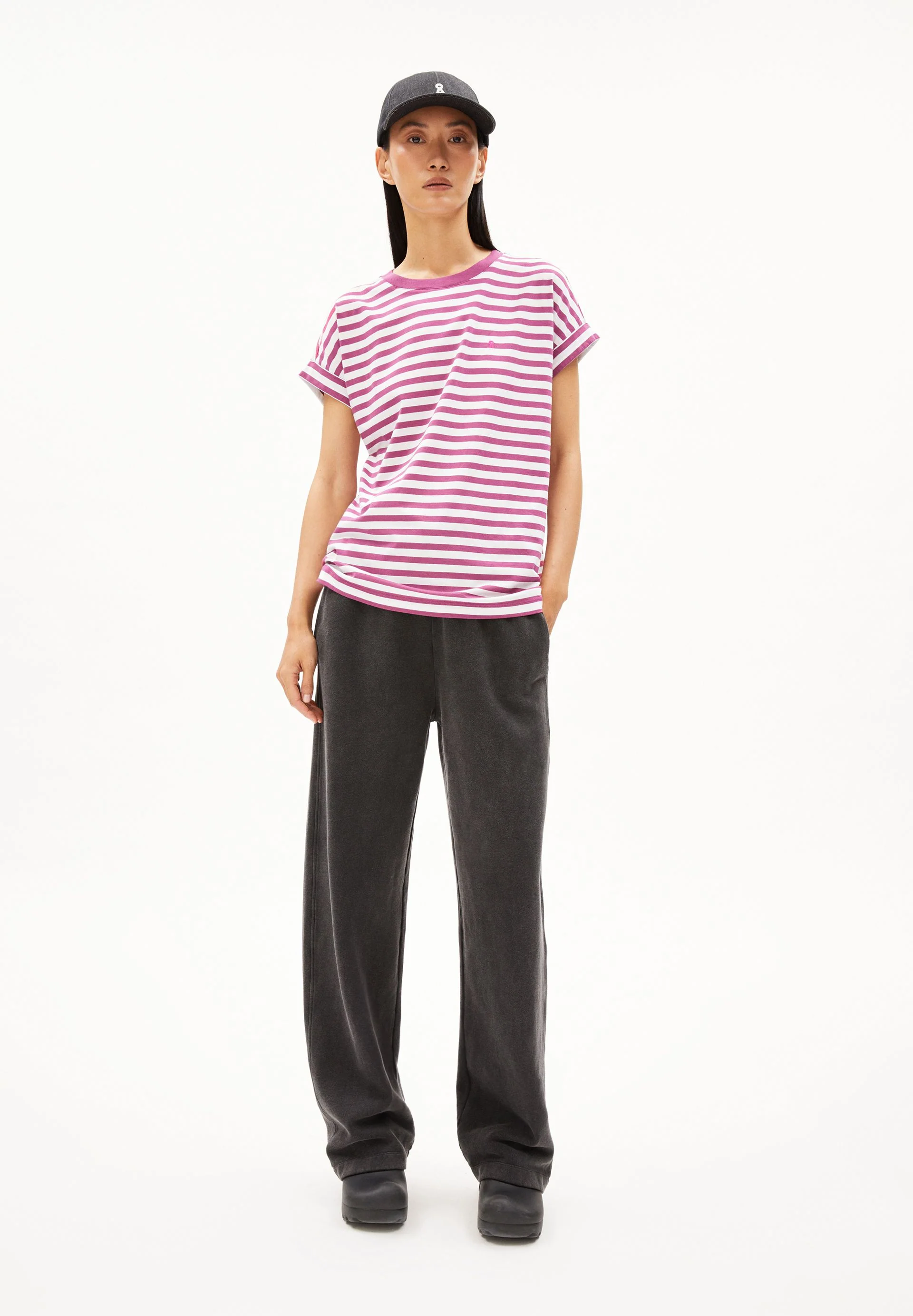 IDAARA GESTREIFTES T-SHIRT | white-crushed berry - Image 5