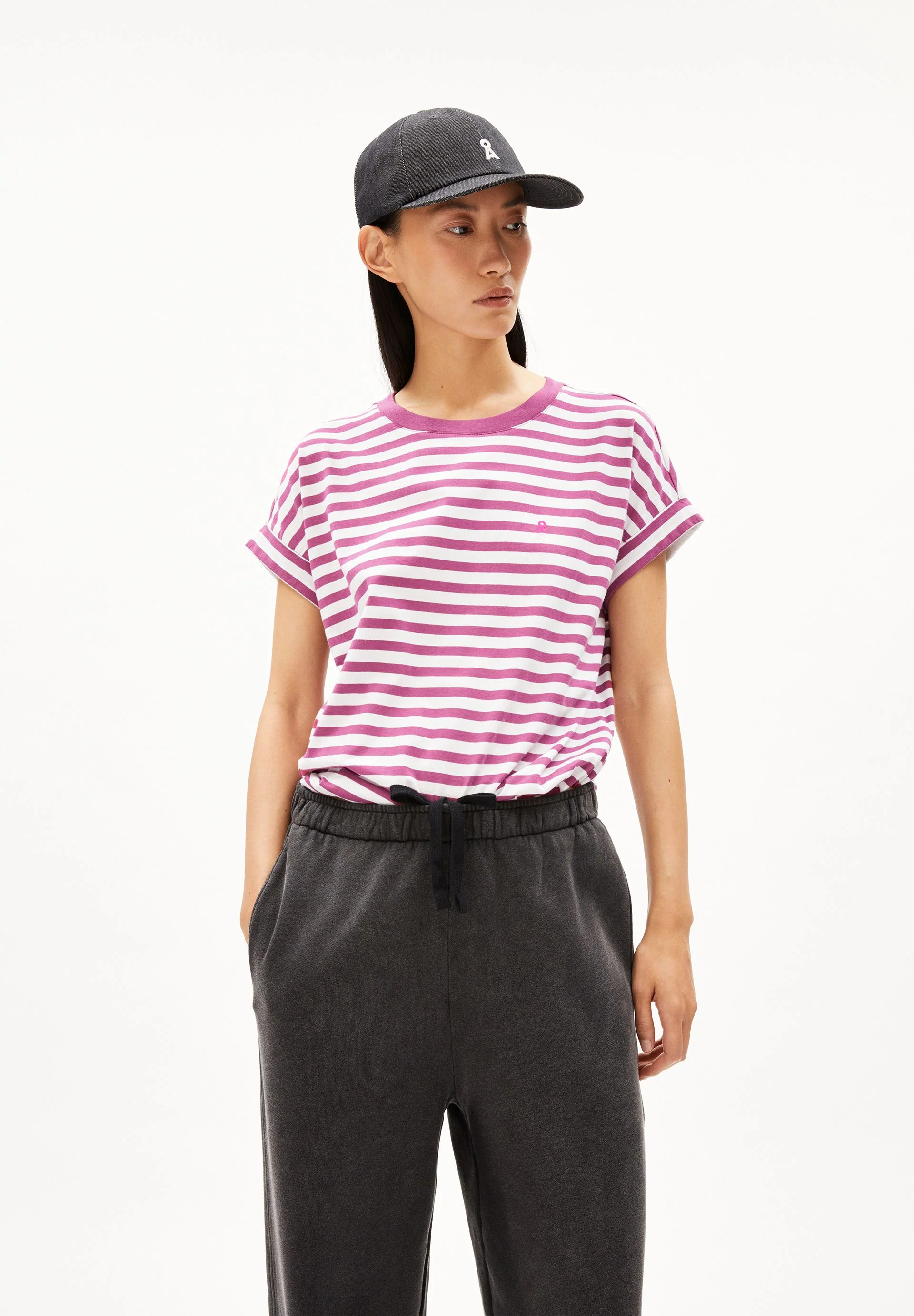 IDAARA GESTREIFTES T-SHIRT | white-crushed berry - Image 6