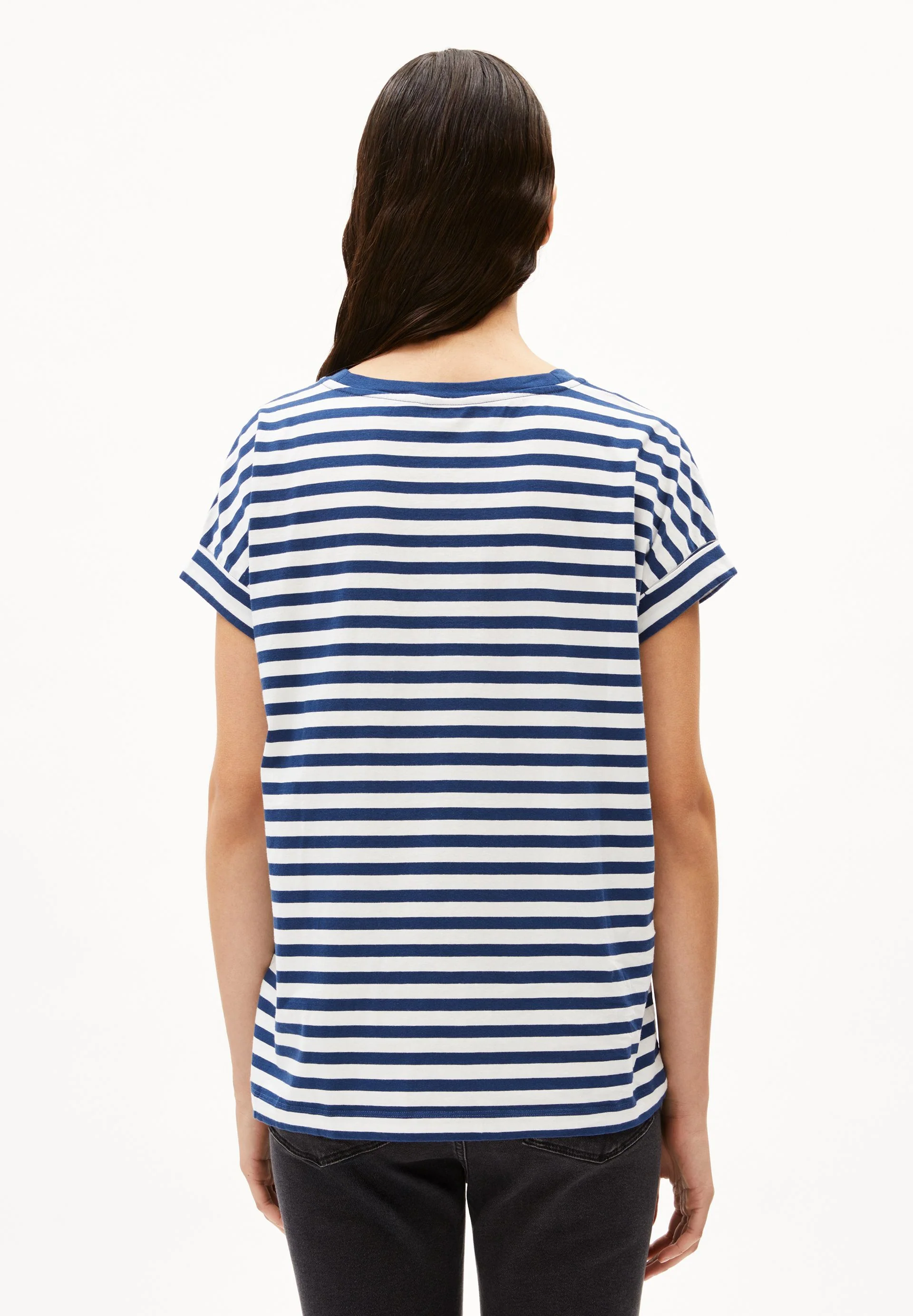 IDAARA GESTREIFTES T-SHIRT | white-faded indigo - Image 2