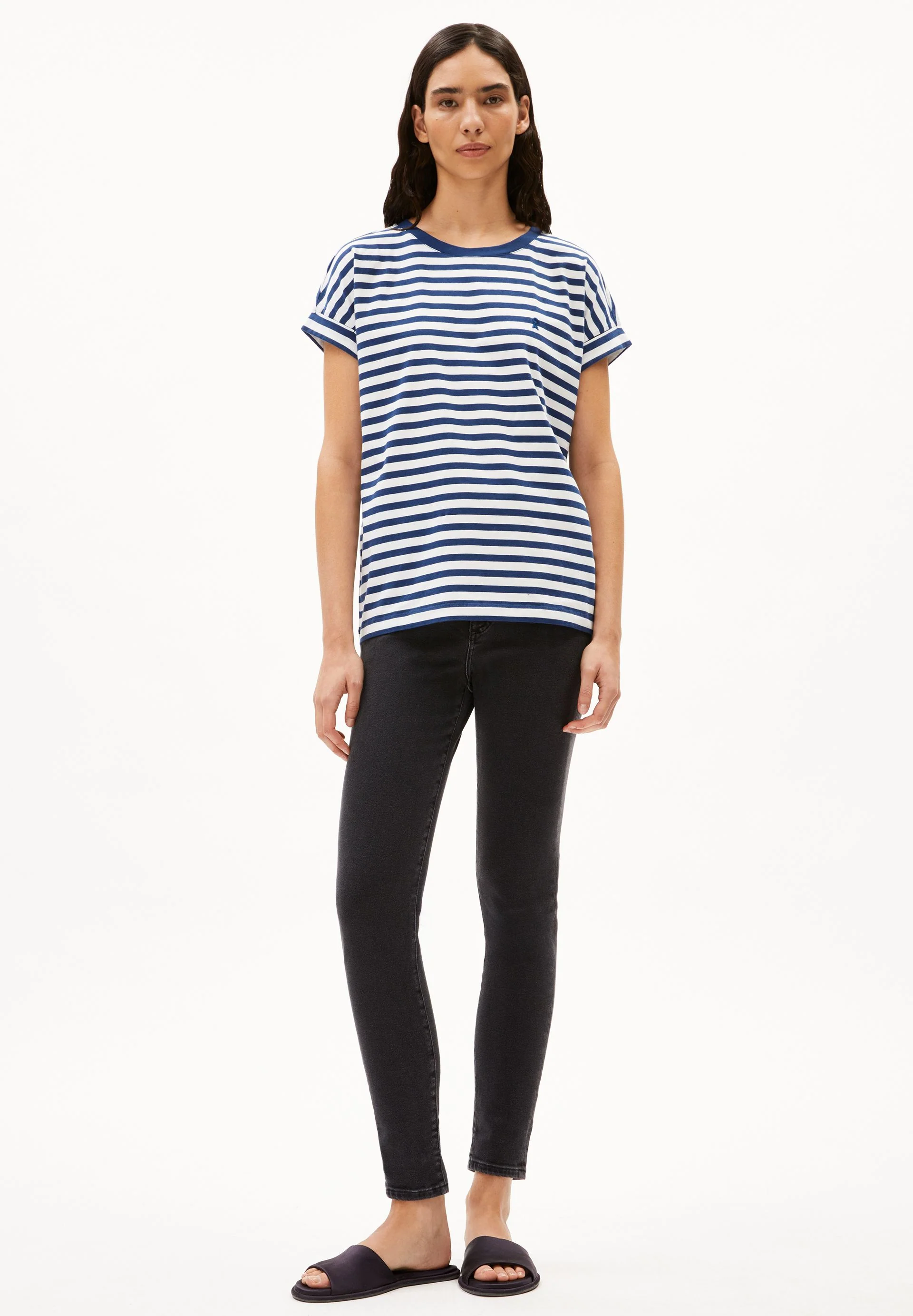 IDAARA GESTREIFTES T-SHIRT | white-faded indigo - Image 5
