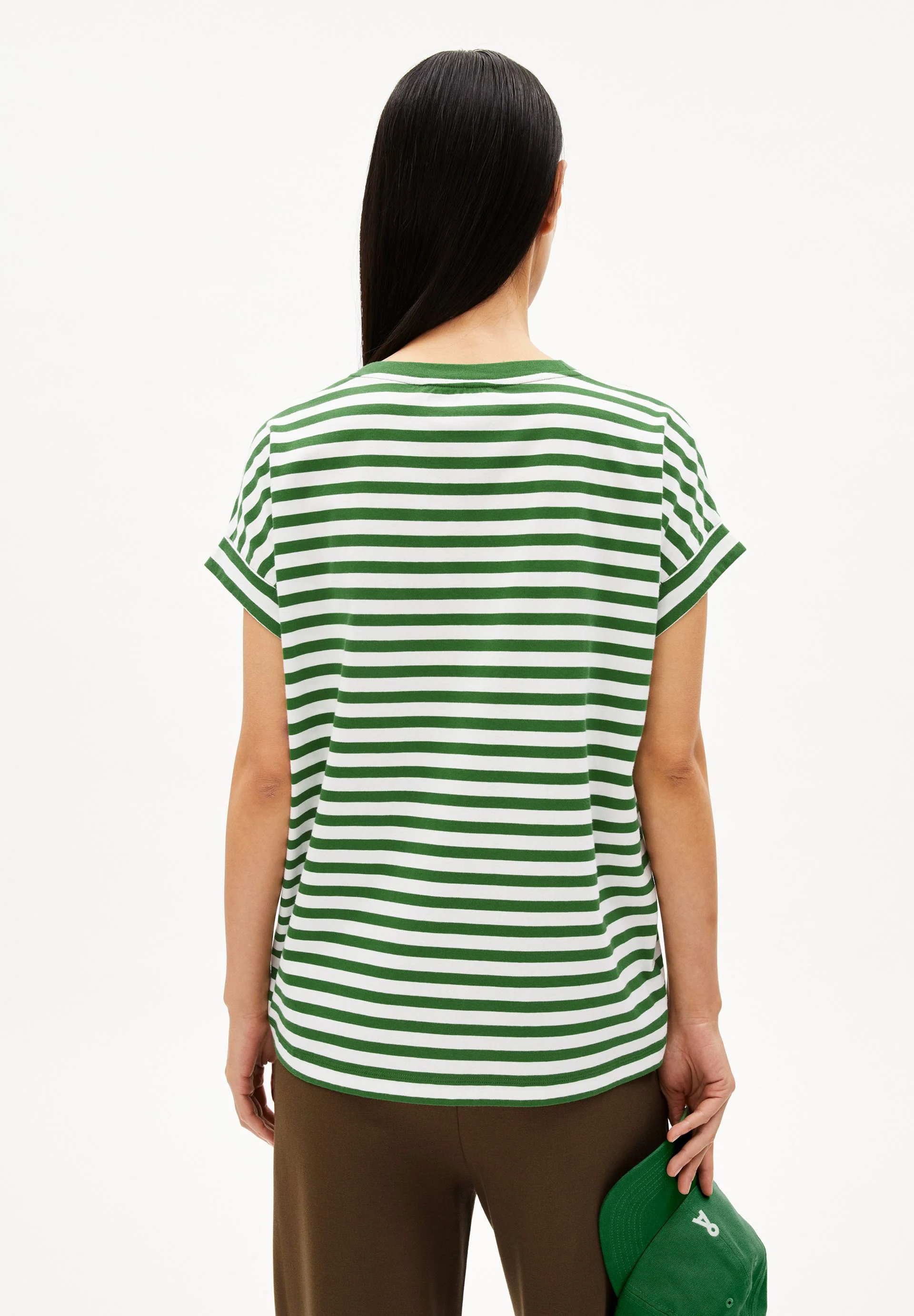 IDAARA GESTREIFTES T-SHIRT | white-ivy green - Image 4