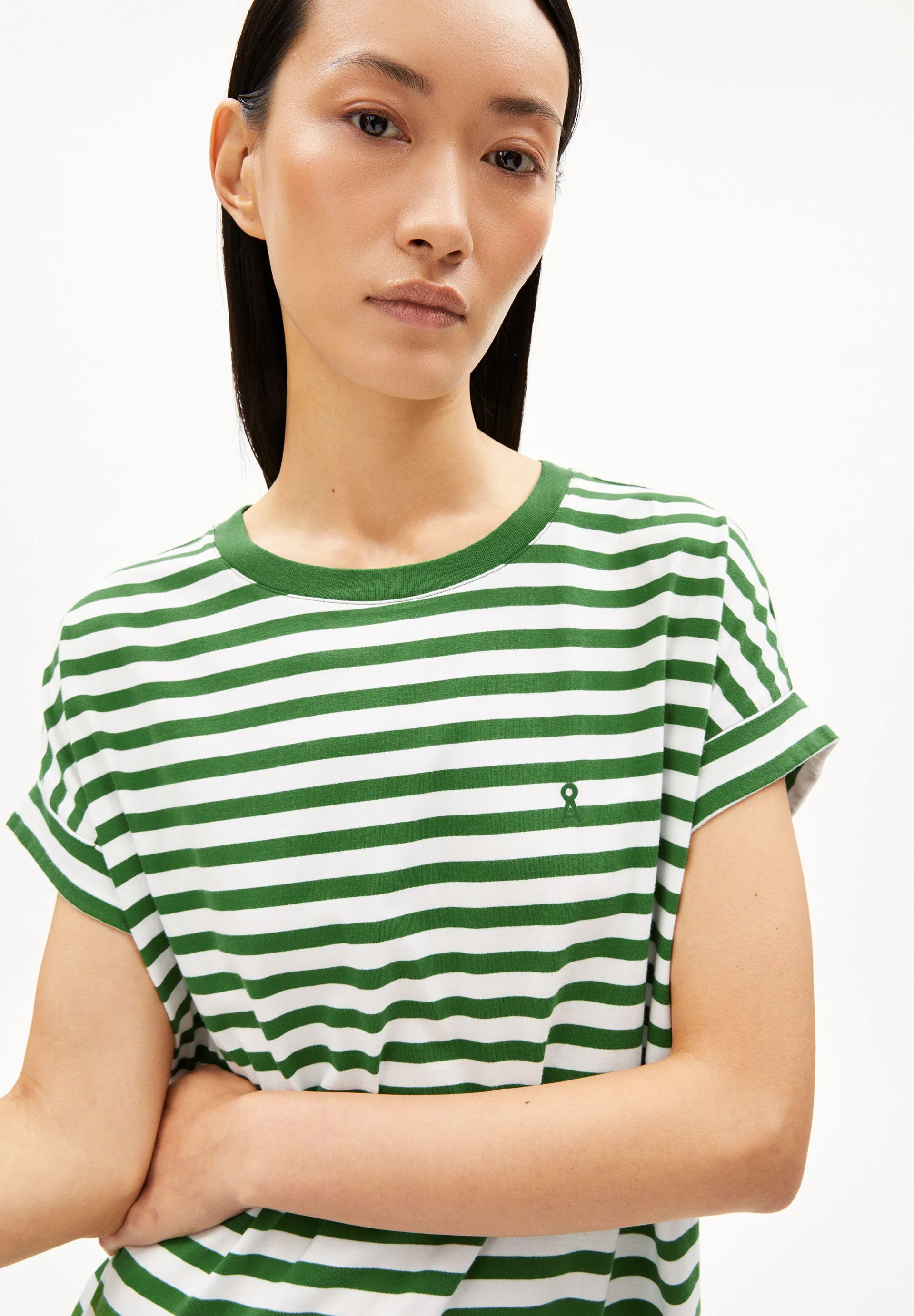 IDAARA GESTREIFTES T-SHIRT | white-ivy green - Image 6