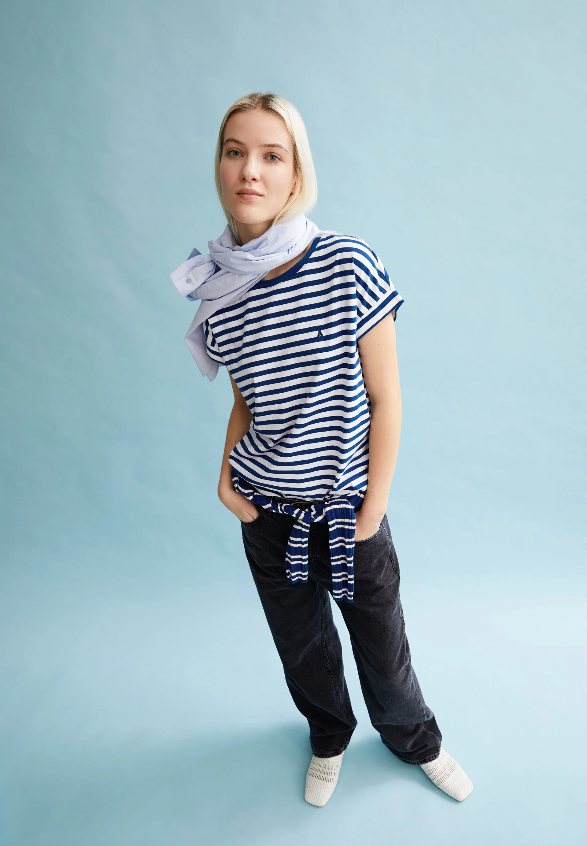 IDAARA GESTREIFTES T-SHIRT | white-lapis blue - Image 4