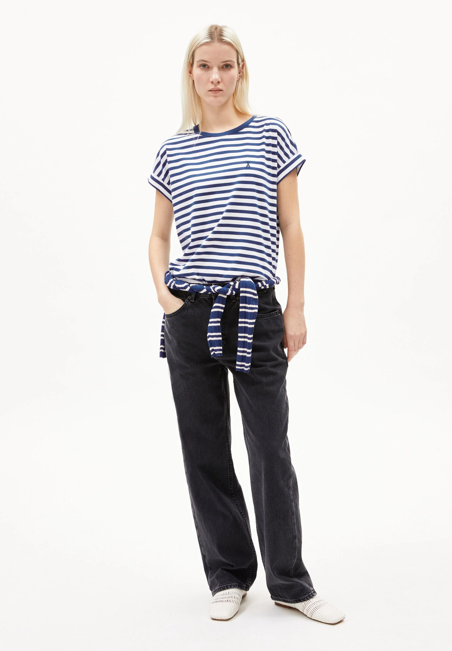 IDAARA GESTREIFTES T-SHIRT | white-lapis blue - Image 5