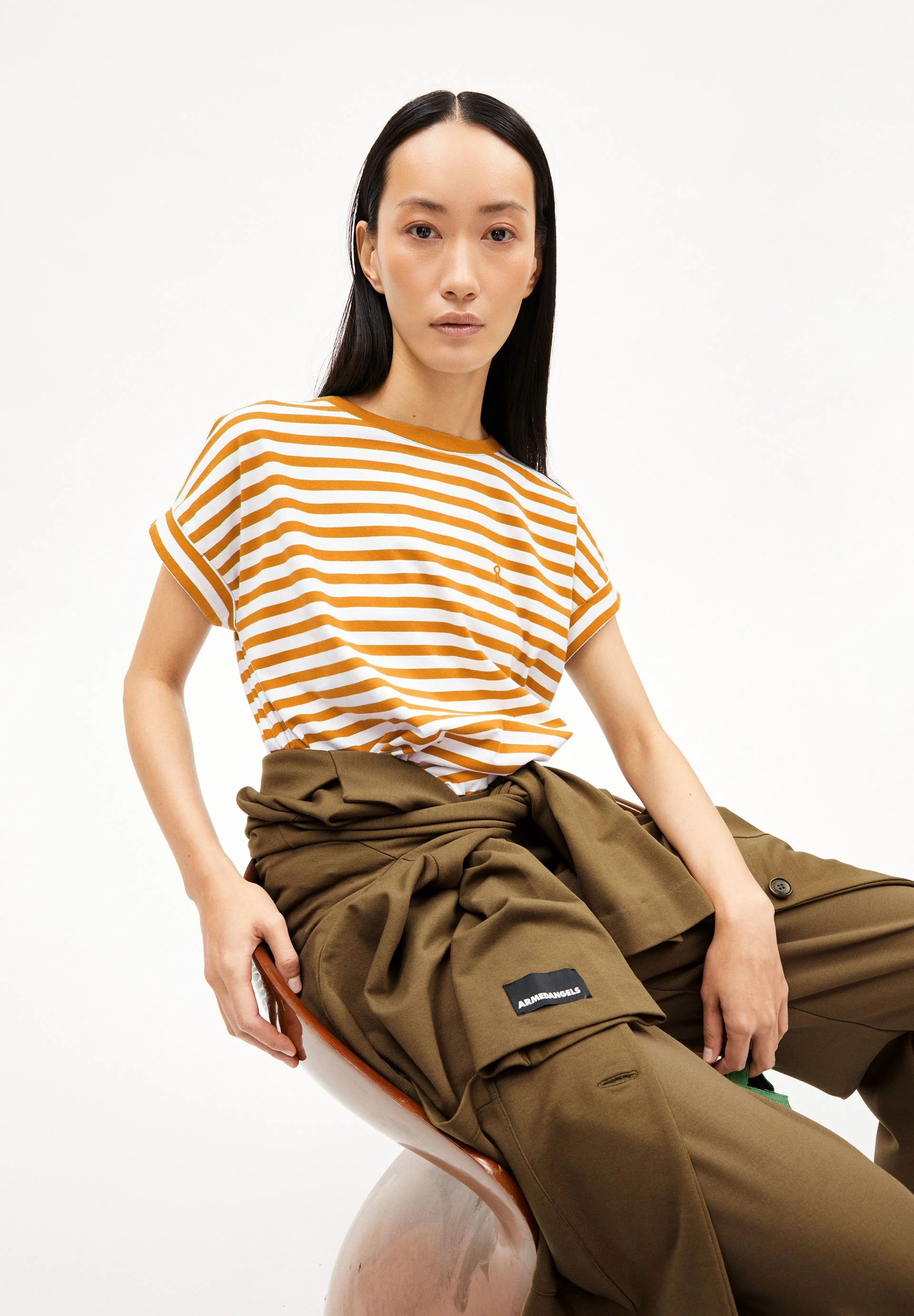 IDAARA GESTREIFTES T-SHIRT | white-light tangerine - Image 4